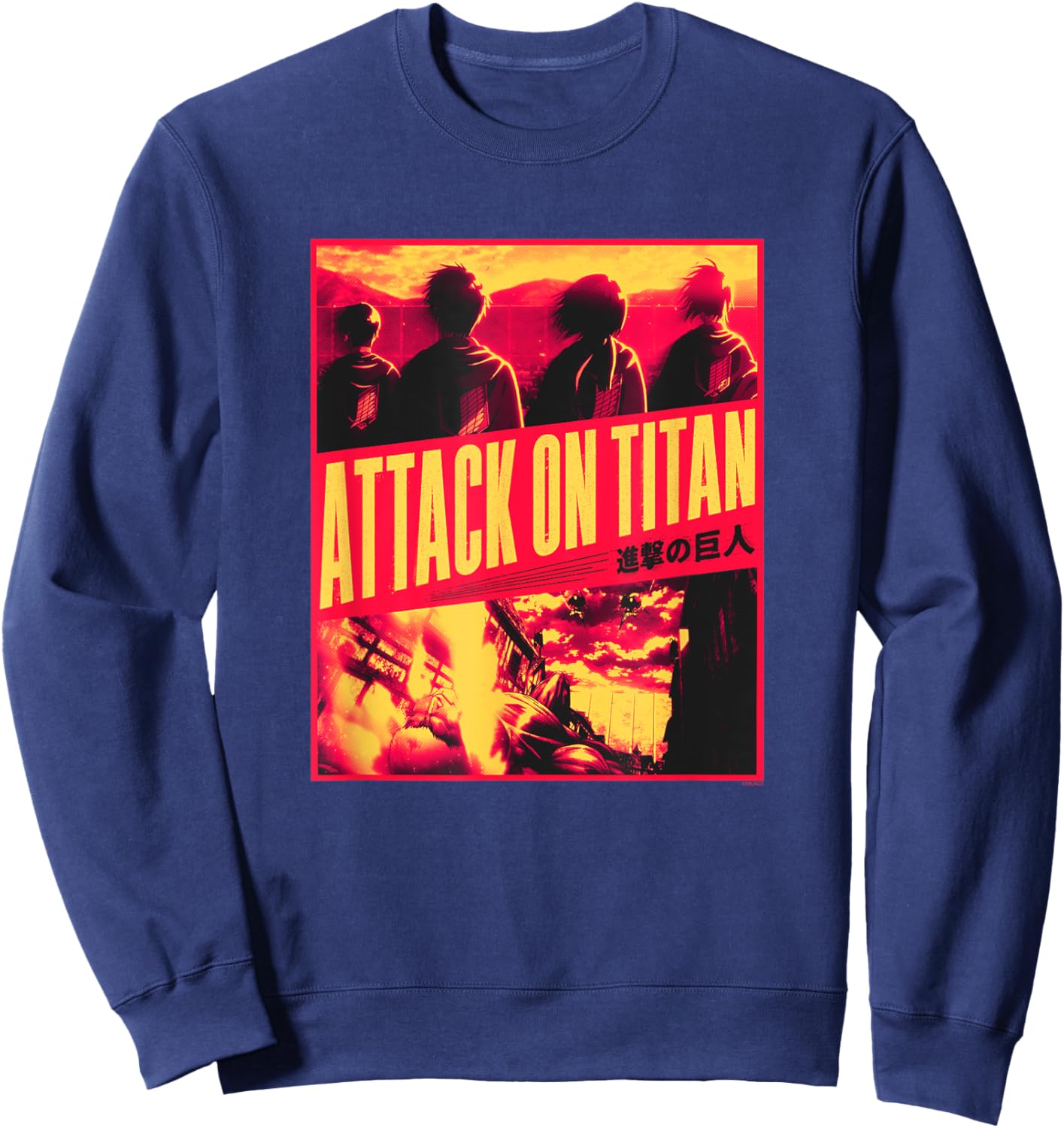 Attack on Titan Season 3 Slanted Type Attack Anime Sweatshirt - Sweatshirt | Navy