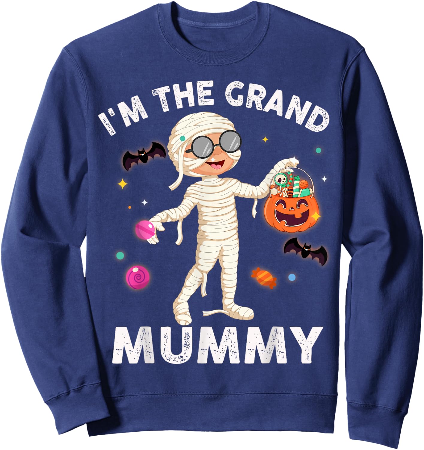 I'm The Grand Mummy Funny Grandma Halloween Sweatshirt - Sweatshirt | Navy