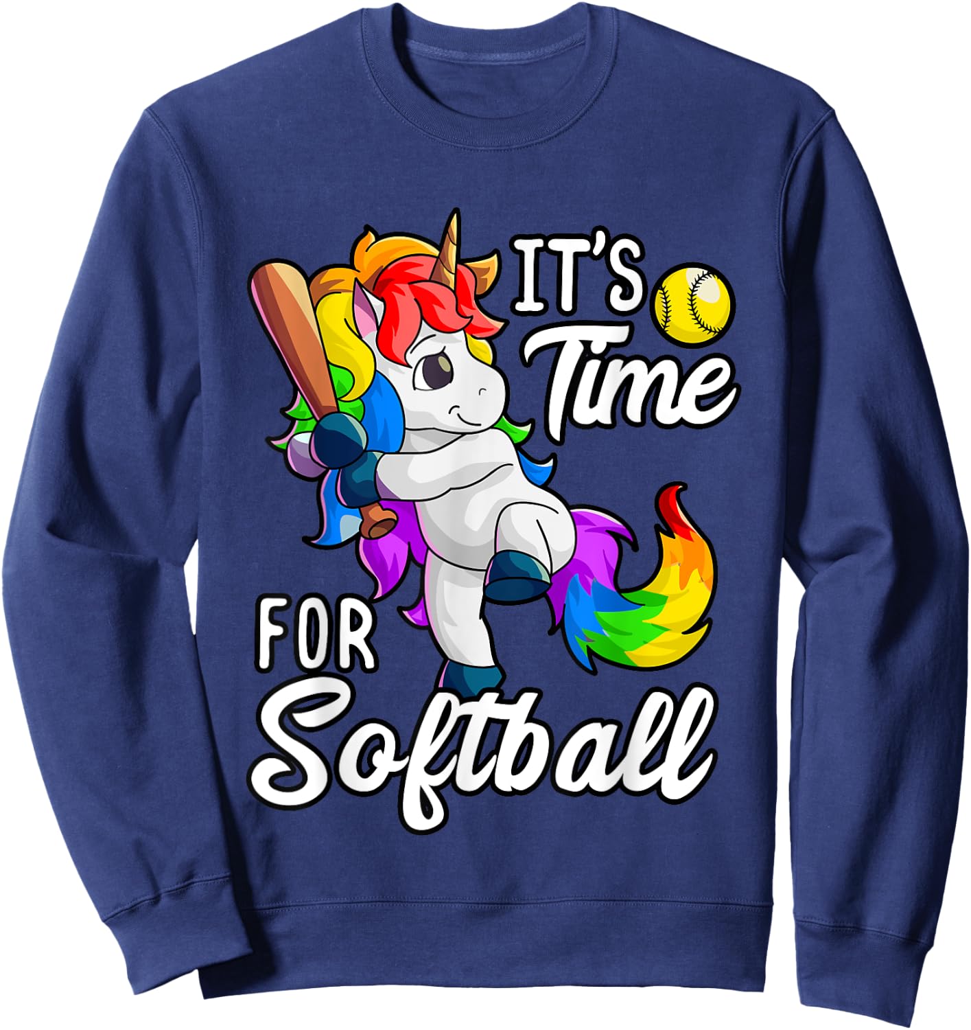 Unicorn Softball Shirt Girls Women Softball Player Sweatshirt - Sweatshirt | Navy
