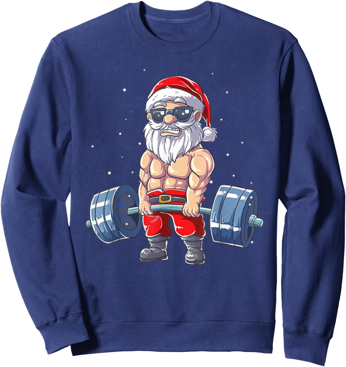 Weightlifting Santa Claus Christmas Fitness Gym Sweatshirt - Sweatshirt | Navy
