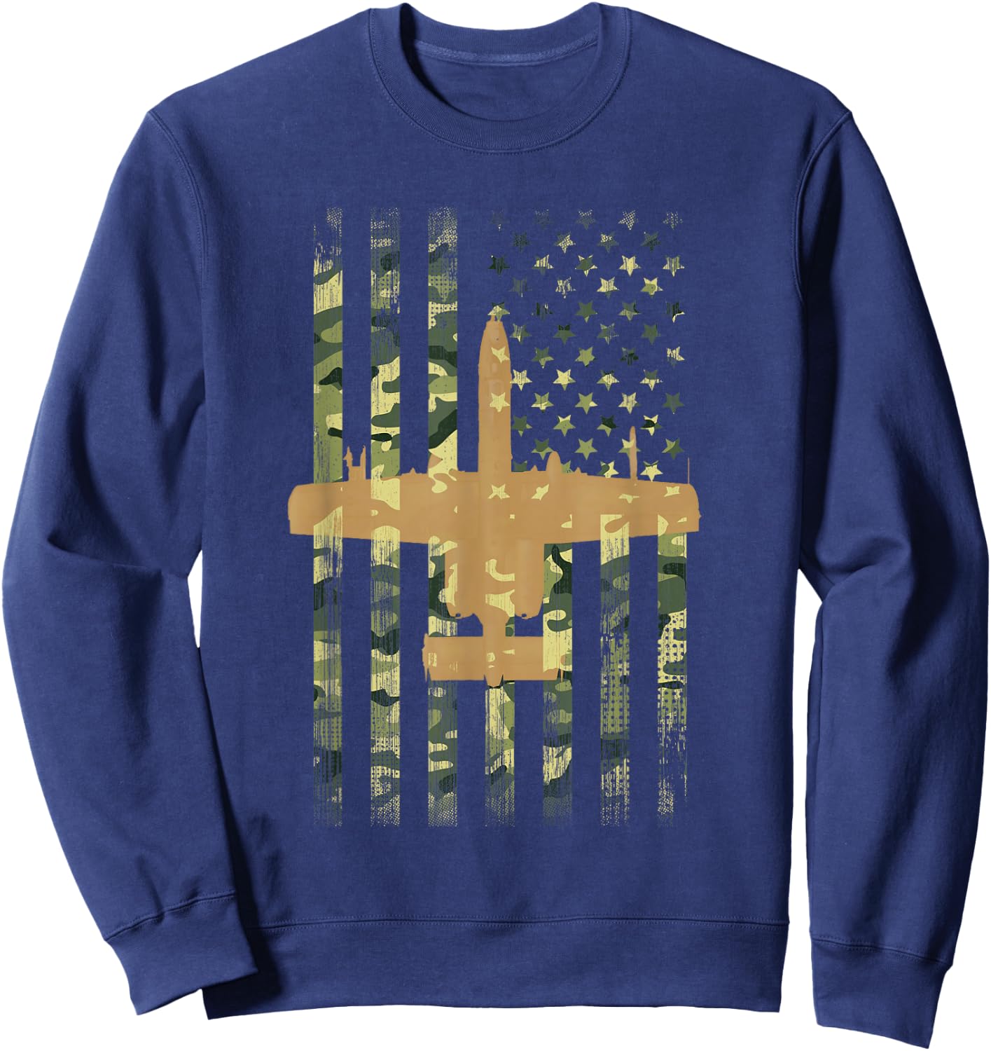 A-10 Thunderbolt II Warthog Camo Flag Military Airplane Sweatshirt - Sweatshirt | Navy