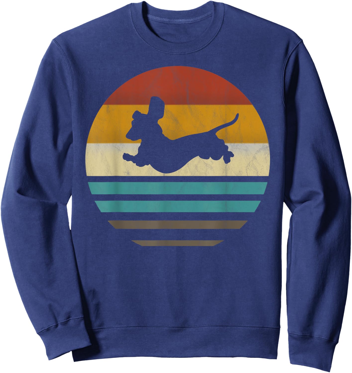 Dachshund Vintage Silhouette 60s 70s Retro grunge Dog Lover Women Girls Kids Sweatshirt - Sweatshirt | Navy