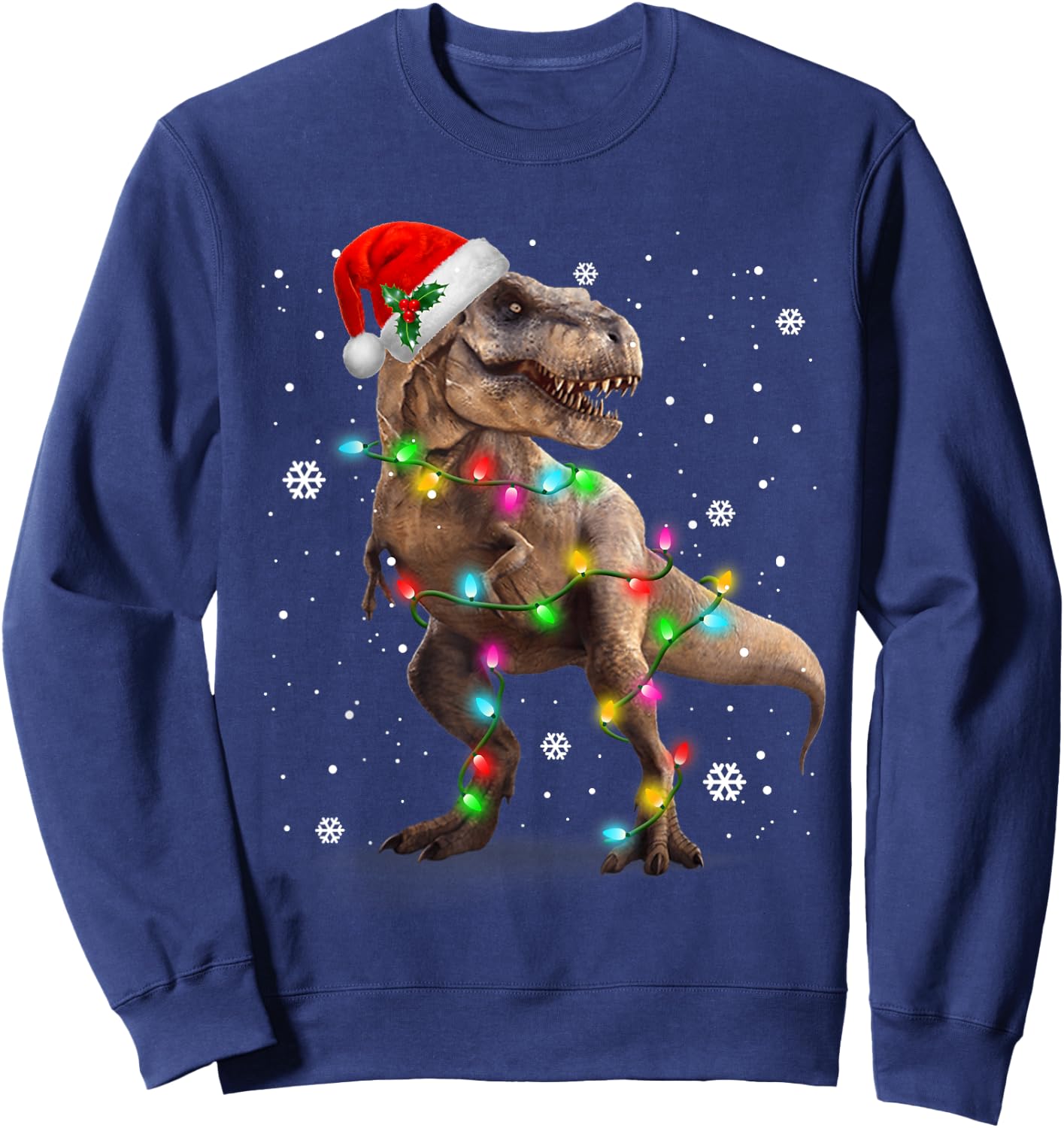 Dinosaur T-rex Tree Christmas Sweater Xmas Pet Dino Trex Sweatshirt - Sweatshirt | Navy