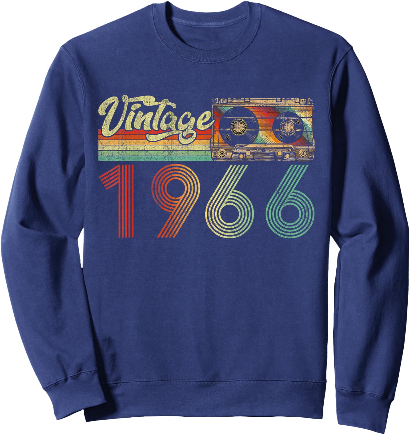 Vintage 1966 Cassette Tape 60th Birthday Gifts 60 Years Old Sweatshirt - Sweatshirt | Navy