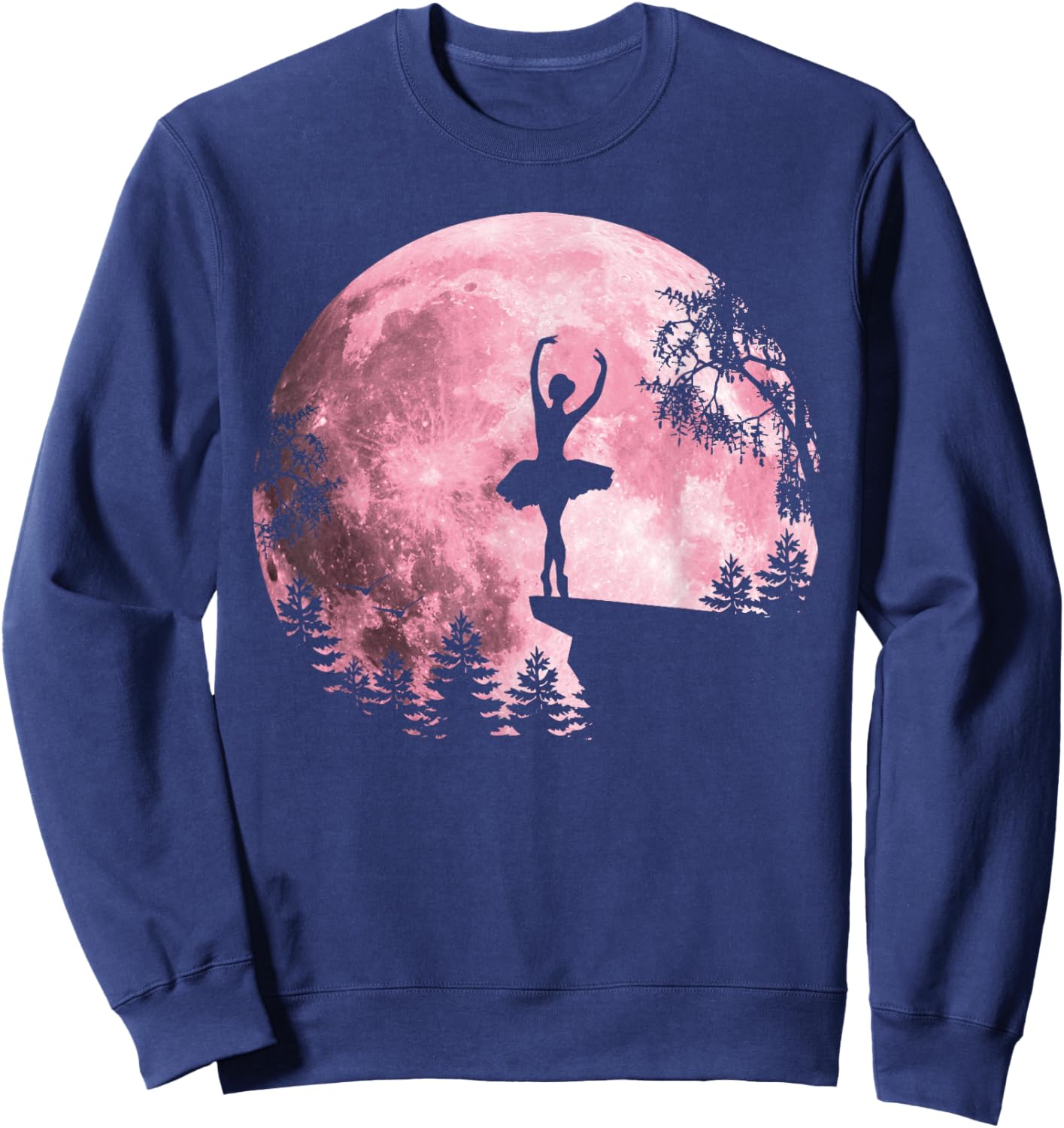 Ballet Dancing Pink Full-Moon Ballerina Women Girls Sweatshirt - Sweatshirt | Navy