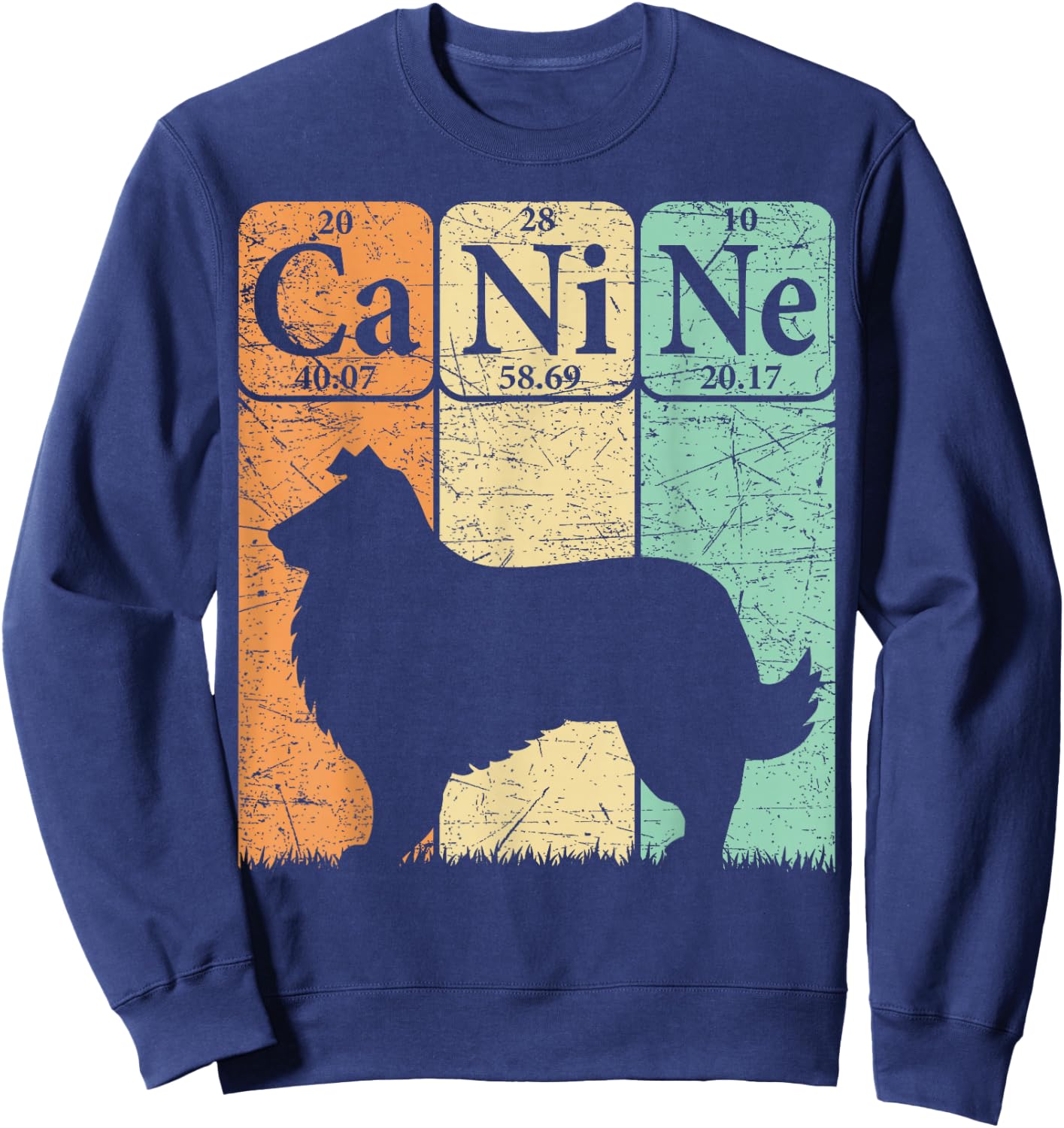 Rough Collie Periodic Table Elements Rough Collie Dog Lover Sweatshirt - Sweatshirt | Navy