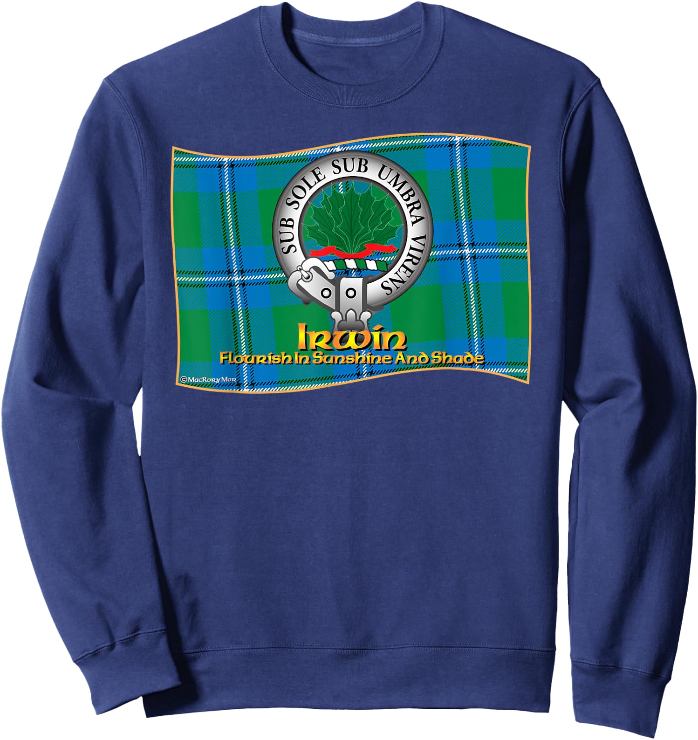 Irwin Clan Tartan Crest Motto Sweatshirt - Sweatshirt | Navy
