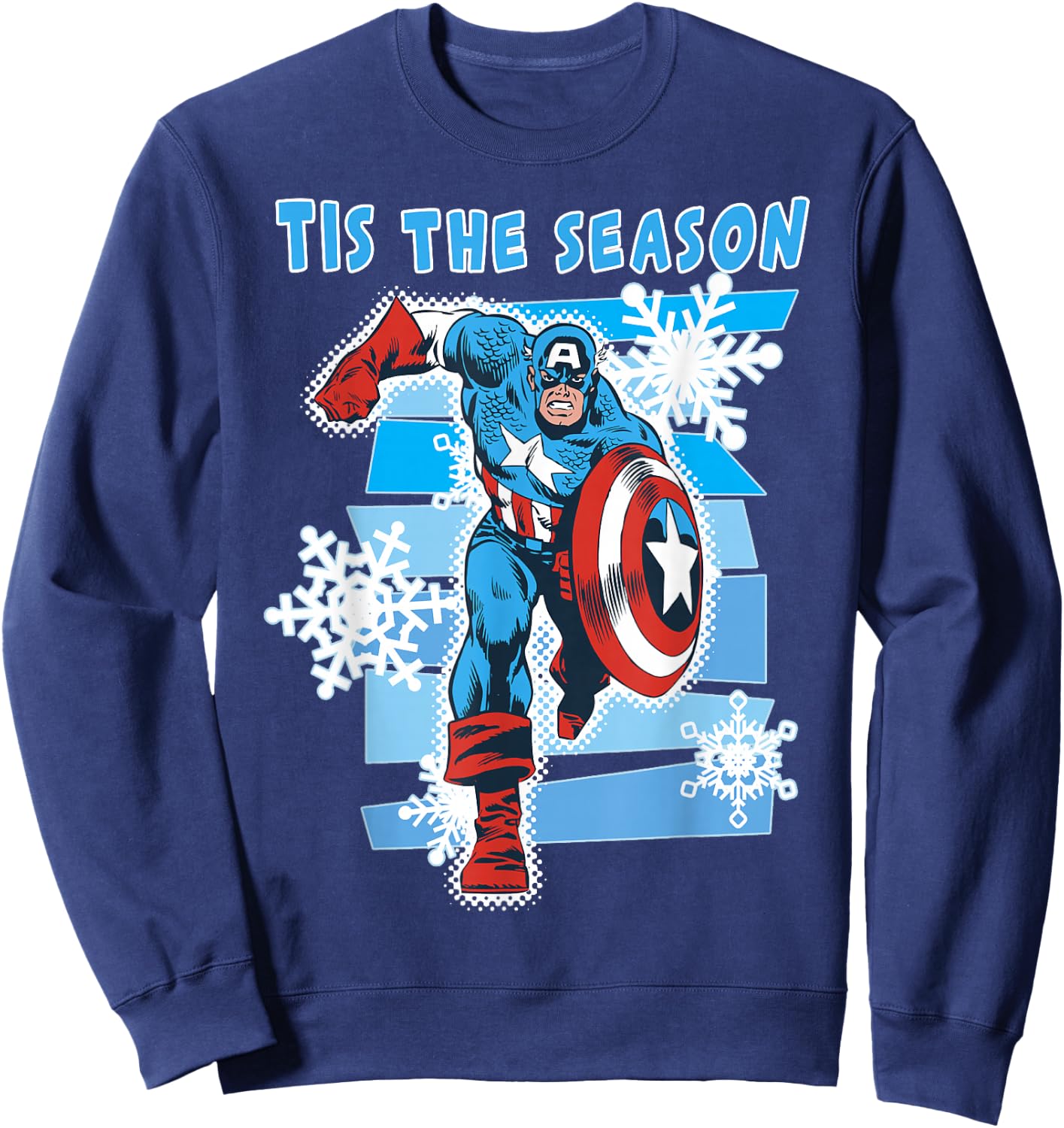 Marvel Captain America Tis The Season Christmas Sweatshirt - Sweatshirt | Navy