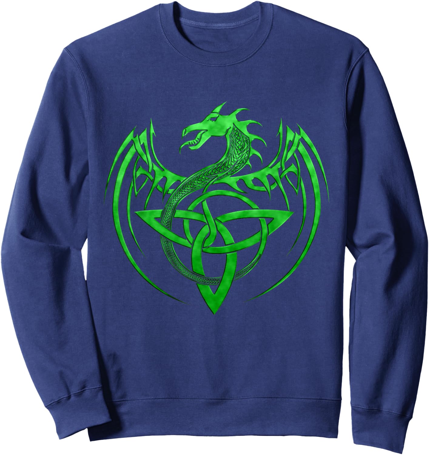 Tribal Irish Green Celtic Knot Fantasy Celtic Dragon Sweatshirt - Sweatshirt | Navy