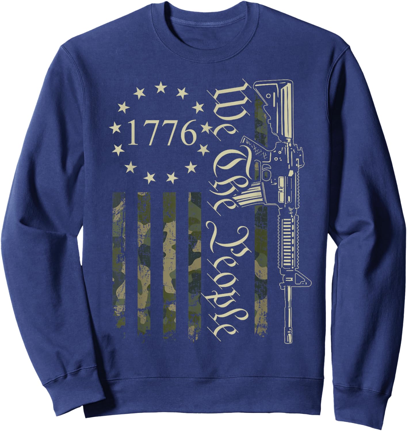 We The People - Funny Camo AR15 Military Pro Gun USA Flag Sweatshirt - Sweatshirt | Navy
