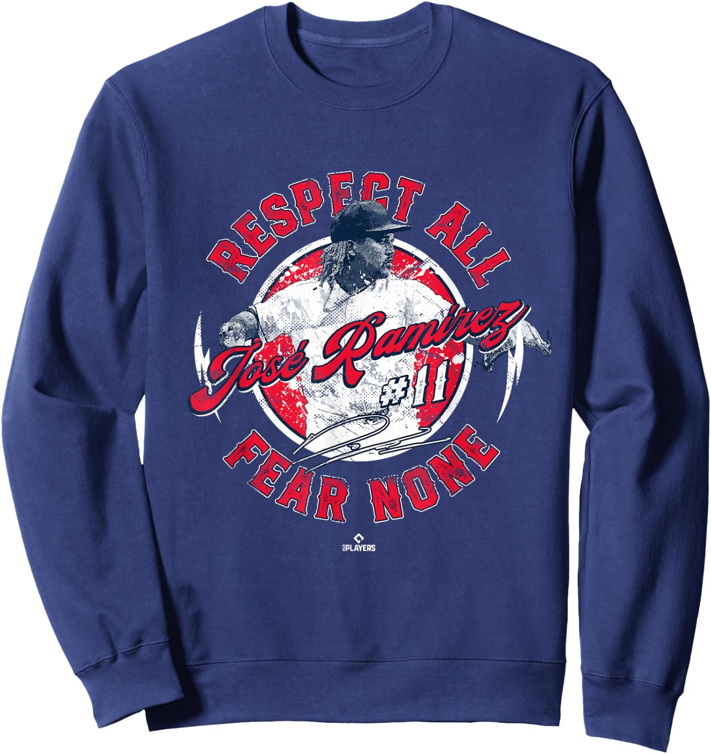 Jose Ramirez Respect All Fear None Enriquito Cleveland MLBPA Sweatshirt - Sweatshirt | Navy