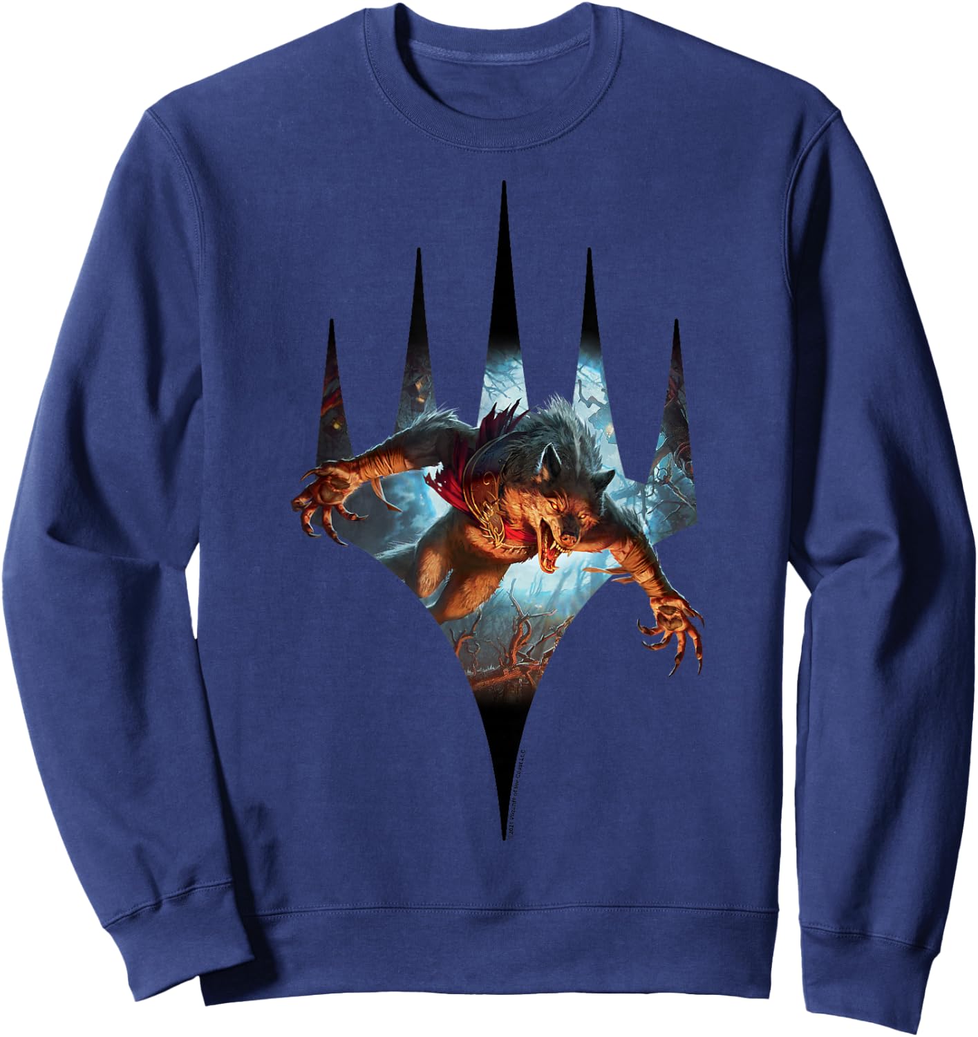 Magic: The Gathering Midnight Hunt Werewolf Magic Logo Sweatshirt - Sweatshirt | Navy