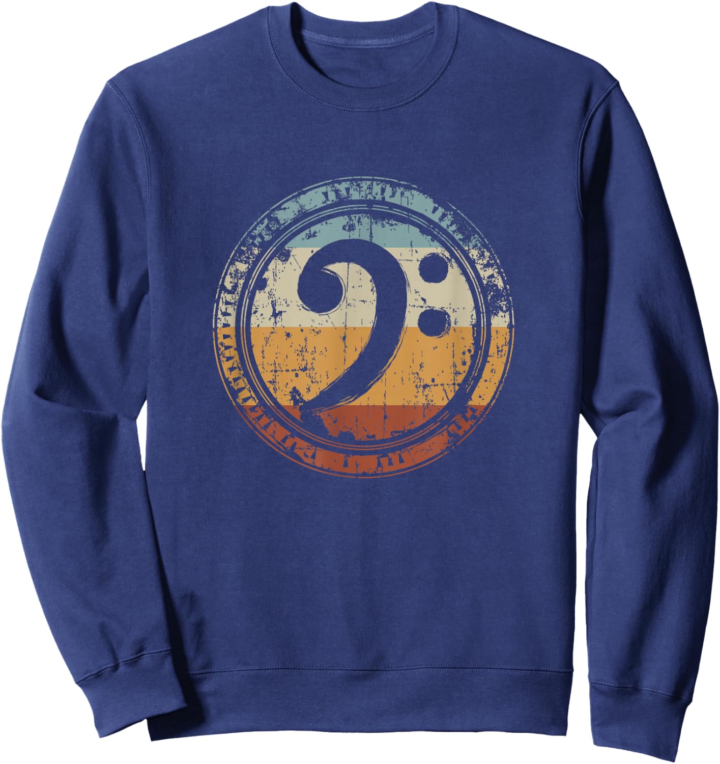 Vintage Bass Clef Gift Bass Guitar Player Bassist Sweatshirt - Sweatshirt | Navy