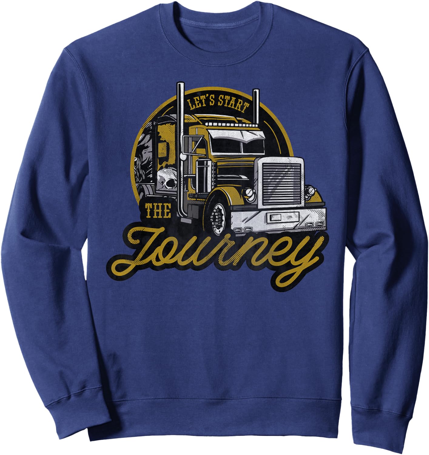 Vintage Driver 18 Wheel Trucker Sweatshirt - Sweatshirt | Navy