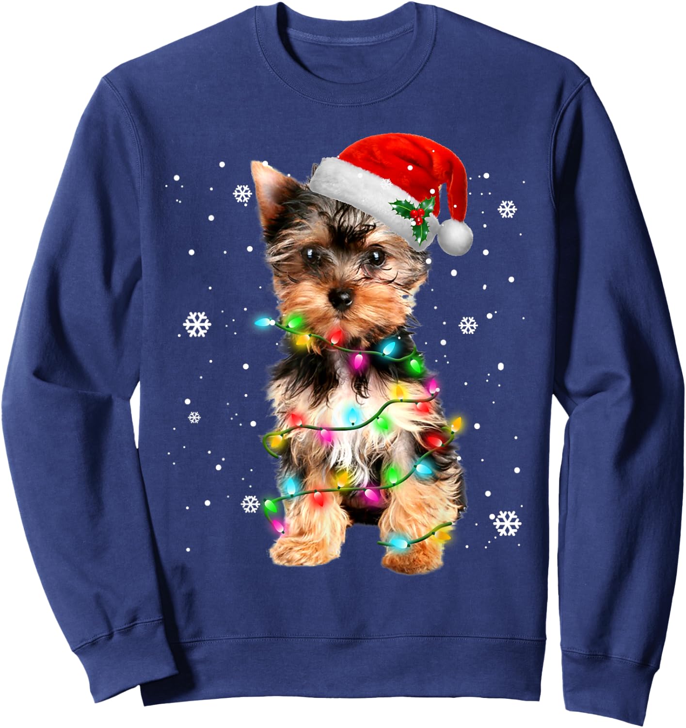 Yorkie Dogs Tree Christmas Sweater Xmas Pet Animal Dog Lover Sweatshirt - Sweatshirt | Navy