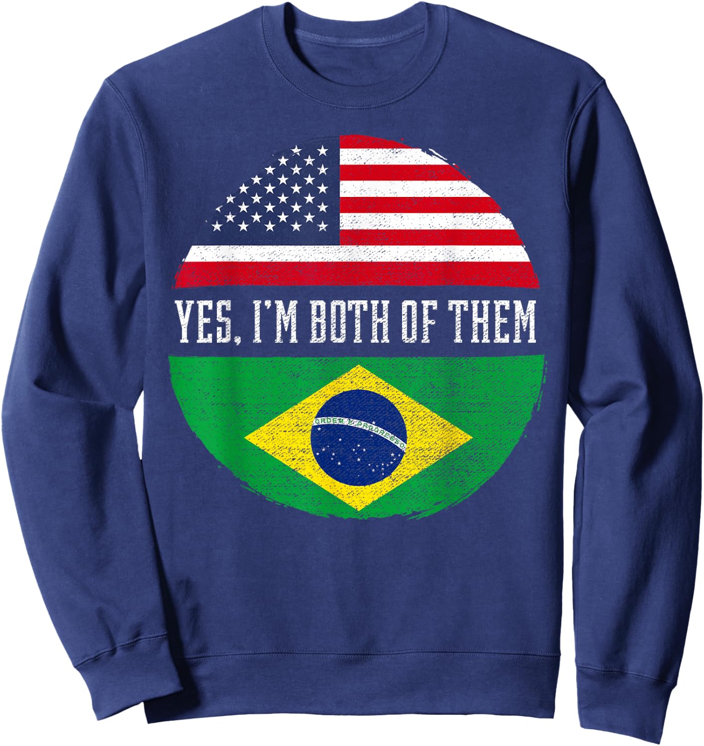 Half American Half Brazilian USA Flag Brazil Heritage DNA Sweatshirt - Sweatshirt | Navy