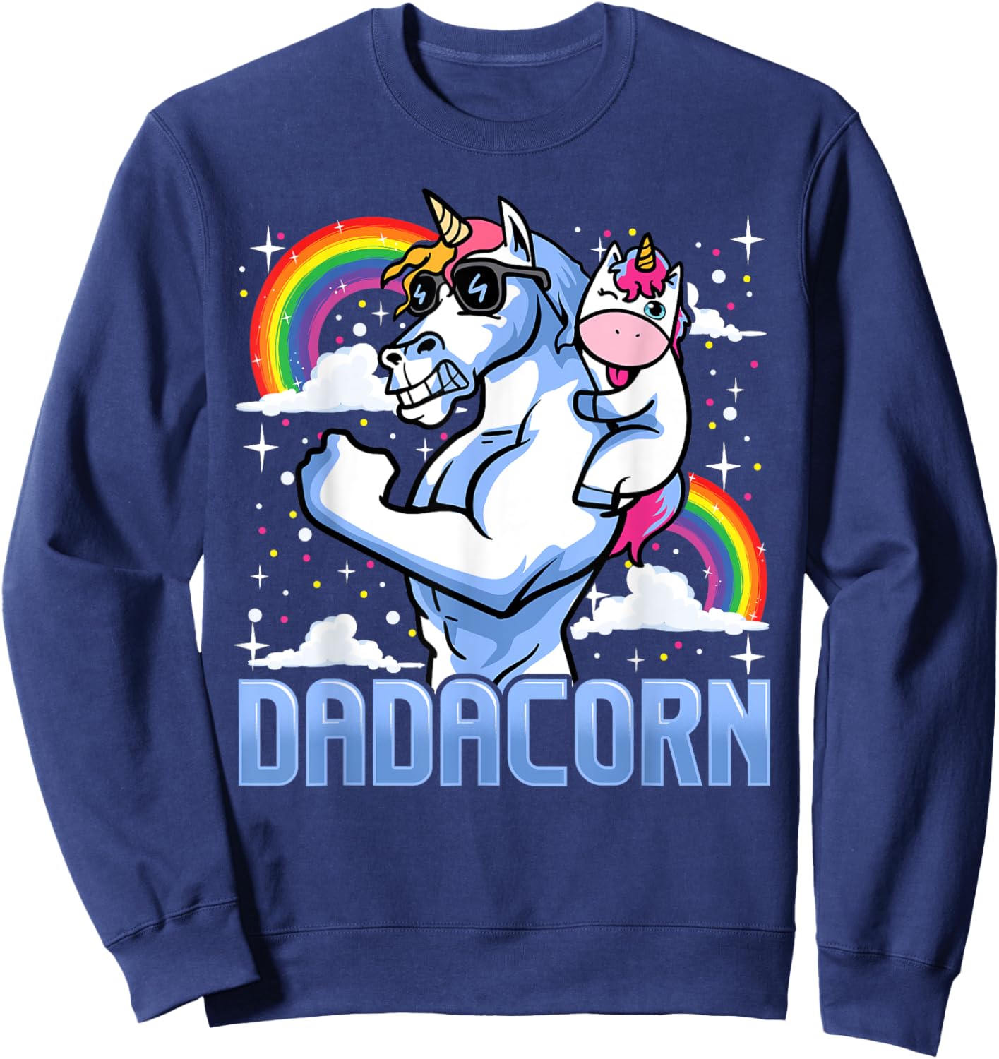 Dadacorn Shirts Dadicorn Daddycorn Gifts Unicorn Dad Sweatshirt - Sweatshirt | Navy