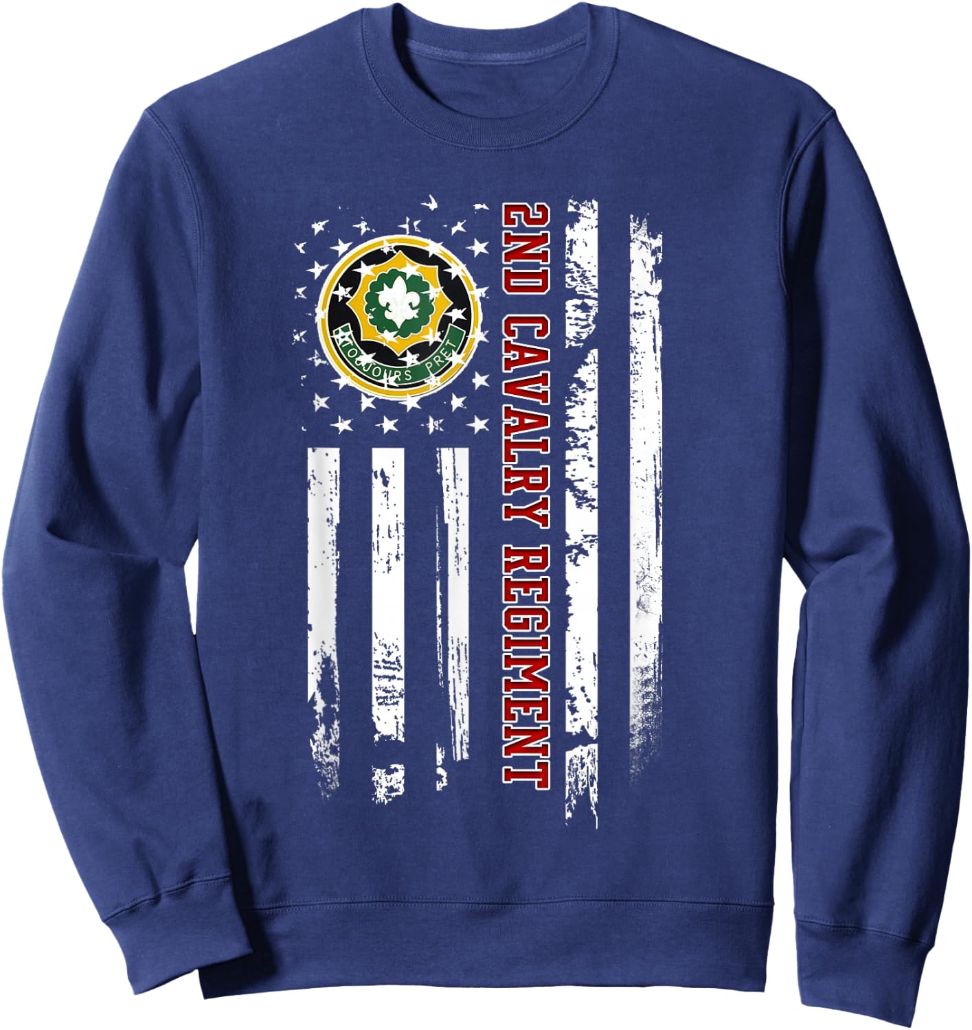 2nd Cavalry Regiment Veteran American Flag Veterans Day Xmas Sweatshirt - Sweatshirt | Navy