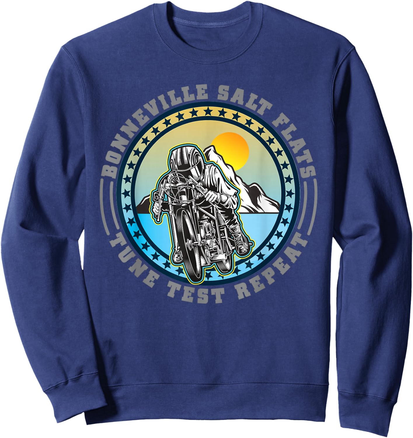 Bonneville Salt Flats Vintage Retro Motorcycle Rider Sweatshirt - Sweatshirt | Navy