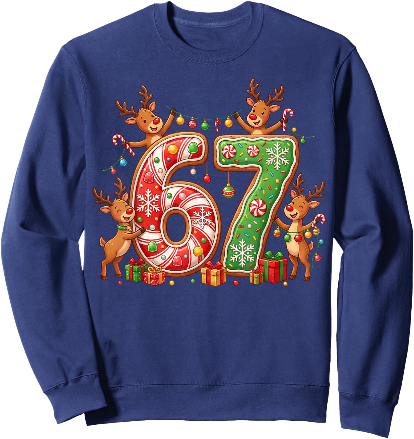 Christmas 67 Funny Xmas Six Seven Ugly Sweater 6-7 Sweatshirt - Sweatshirt | Navy