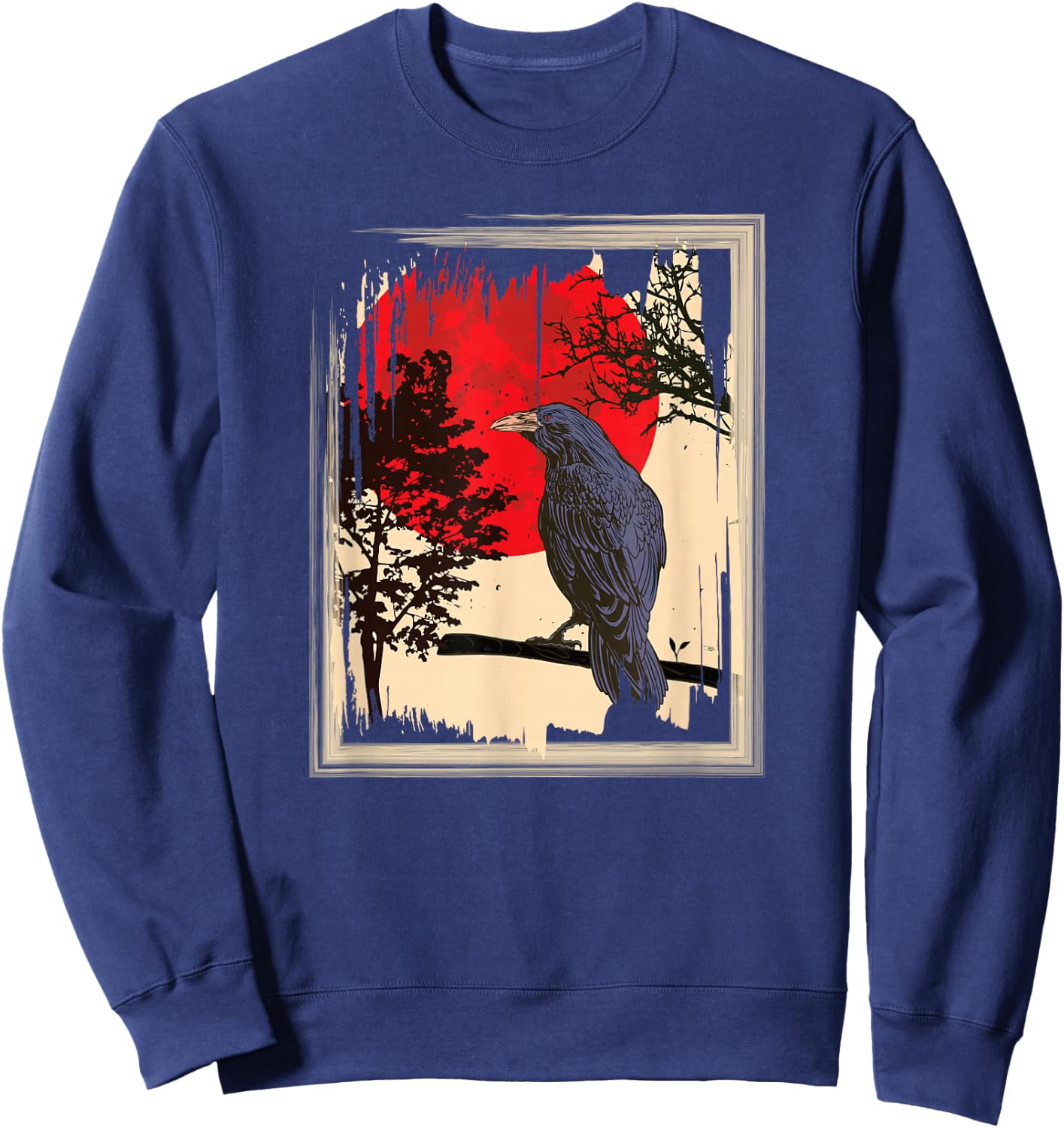 Gothic Red Moon Black Crow Sweatshirt - Sweatshirt | Navy