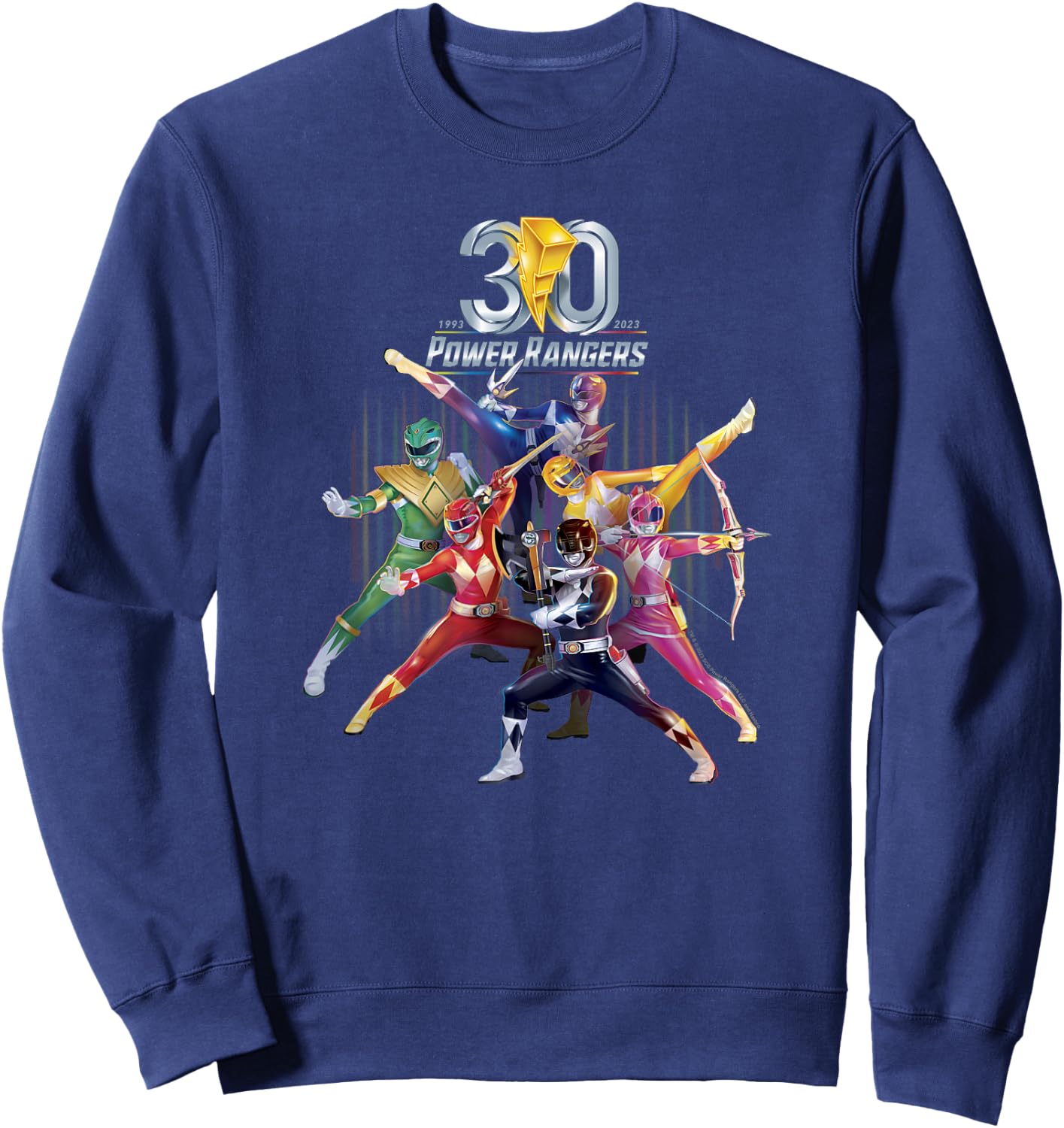 Power Rangers 30th Anniversary Mighty Morphin Vintage Poster Small Sweatshirt - Sweatshirt | Navy