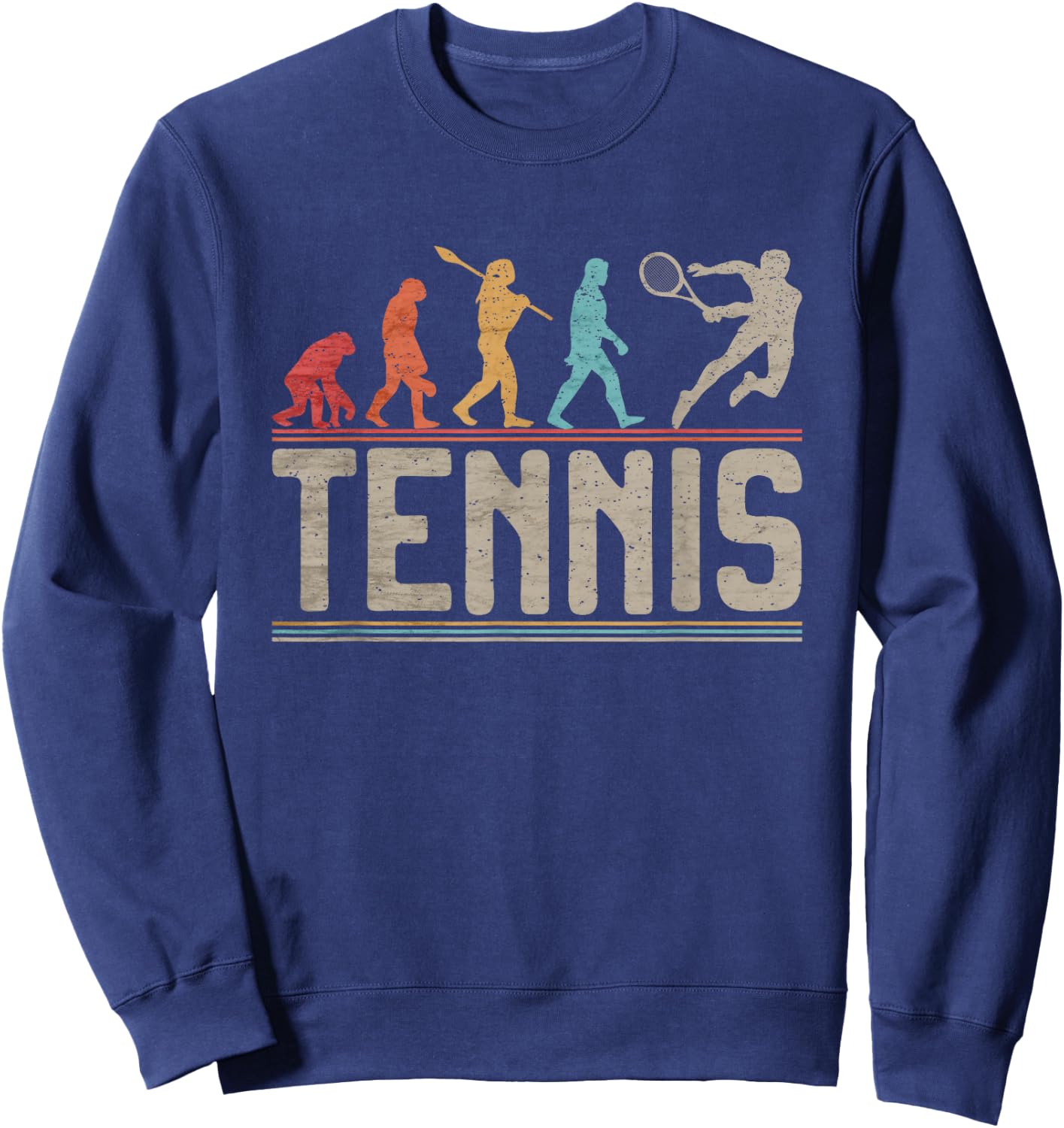 Tennis Player Evolution of Man Vintage Tennis Lover Sweatshirt - Sweatshirt | Navy