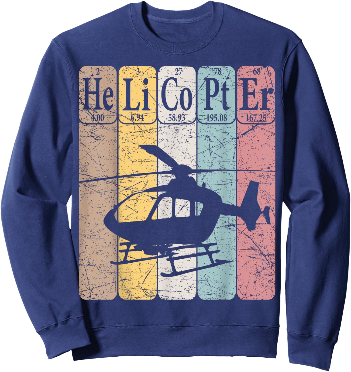 Helicopter Periodic Table Elements Aviation Helicopter Pilot Sweatshirt - Sweatshirt | Navy