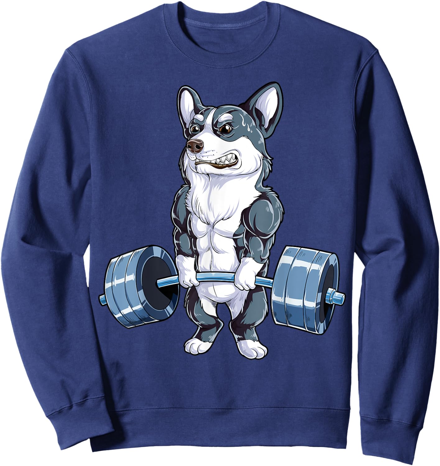 Corgi Weightlifting Funny Deadlift Men Fitness Gym Workout Sweatshirt - Sweatshirt | Navy