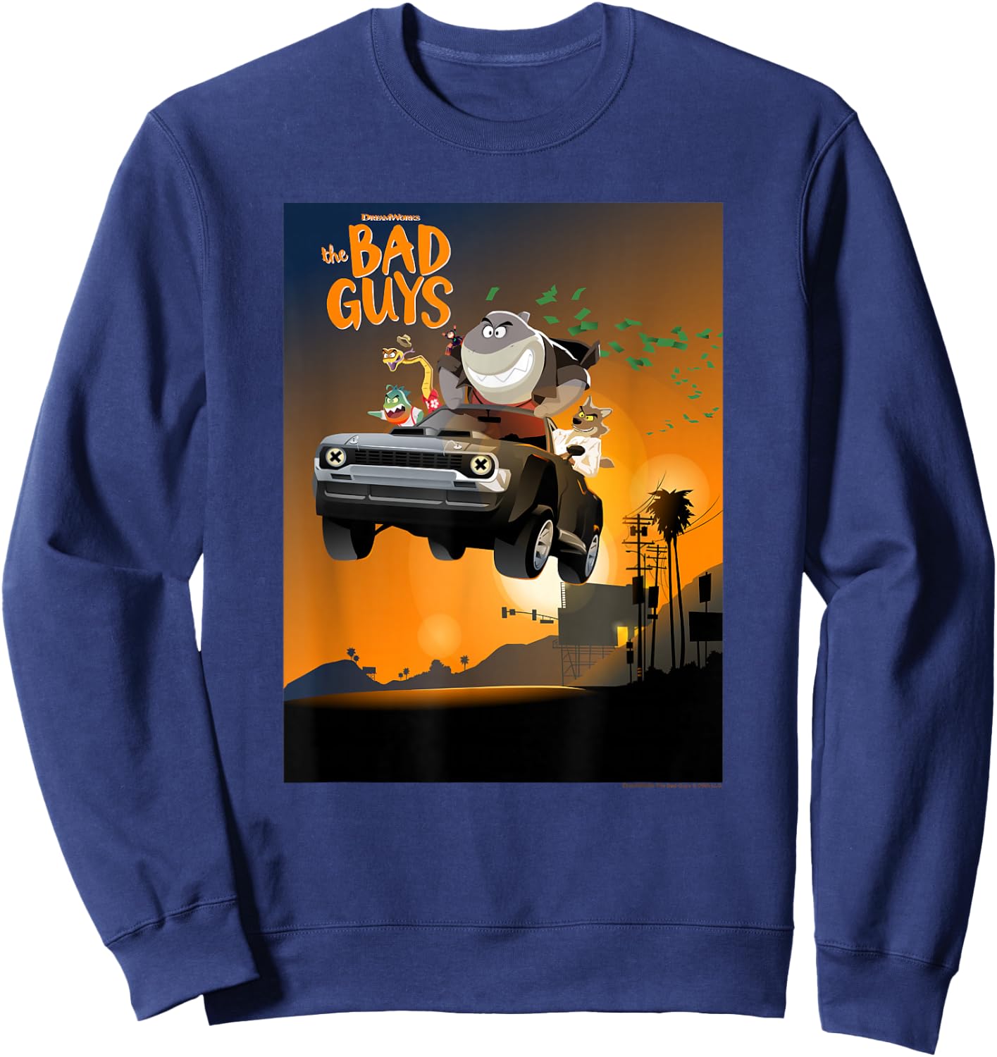 The Bad Guys Group Getaway Car Poster Alternate Sweatshirt - Sweatshirt | Navy