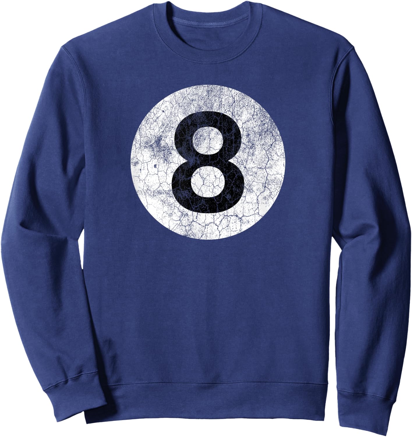 8 Ball Billiards Distressed Vintage Style Costume Eight Ball Sweatshirt - Sweatshirt | Navy