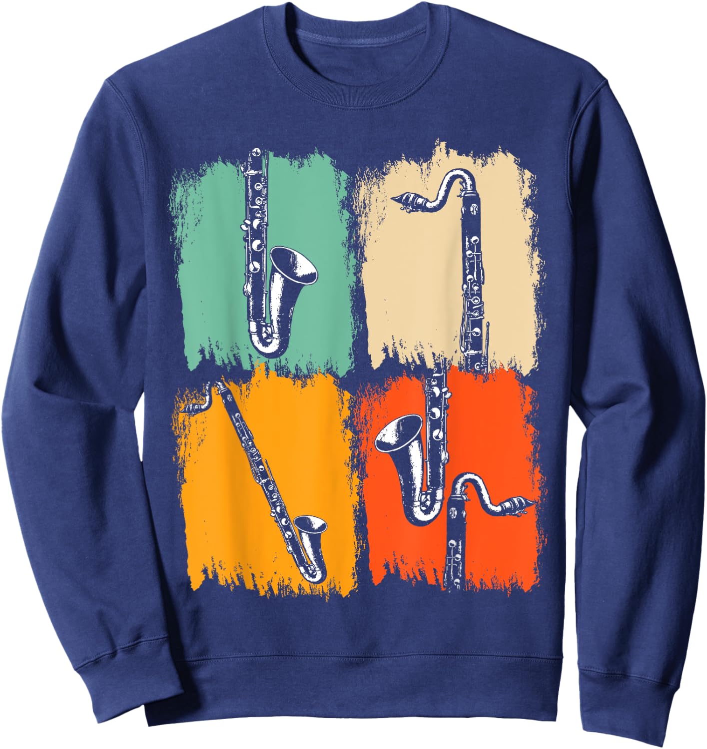 Marching Band Music Gift Retro Pop Art Bass Clarinet Sweatshirt - Sweatshirt | Navy