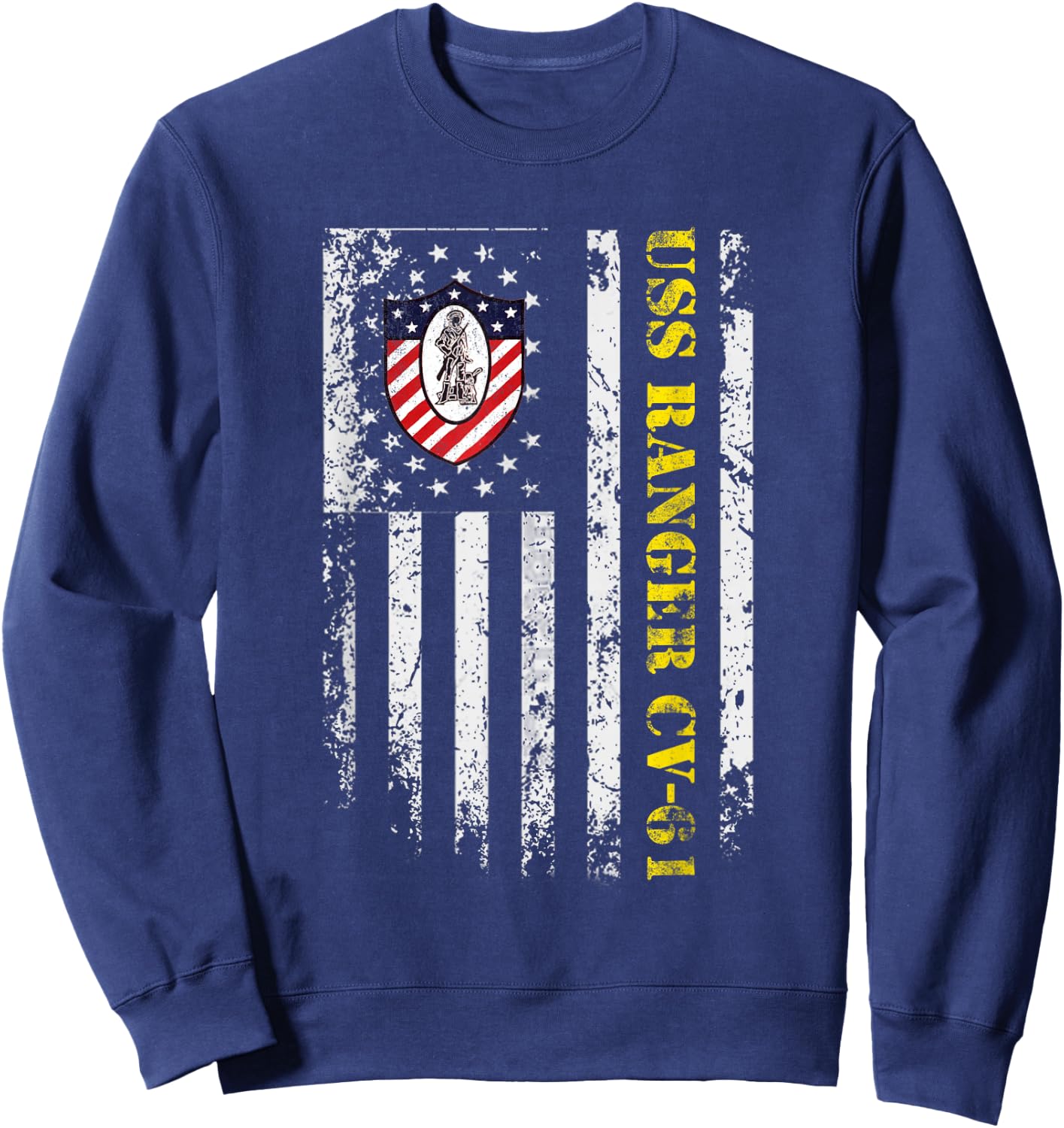 USS Ranger CV-61 Flag Veteran Shirt Patriotic Veterans Day Sweatshirt - Sweatshirt | Navy