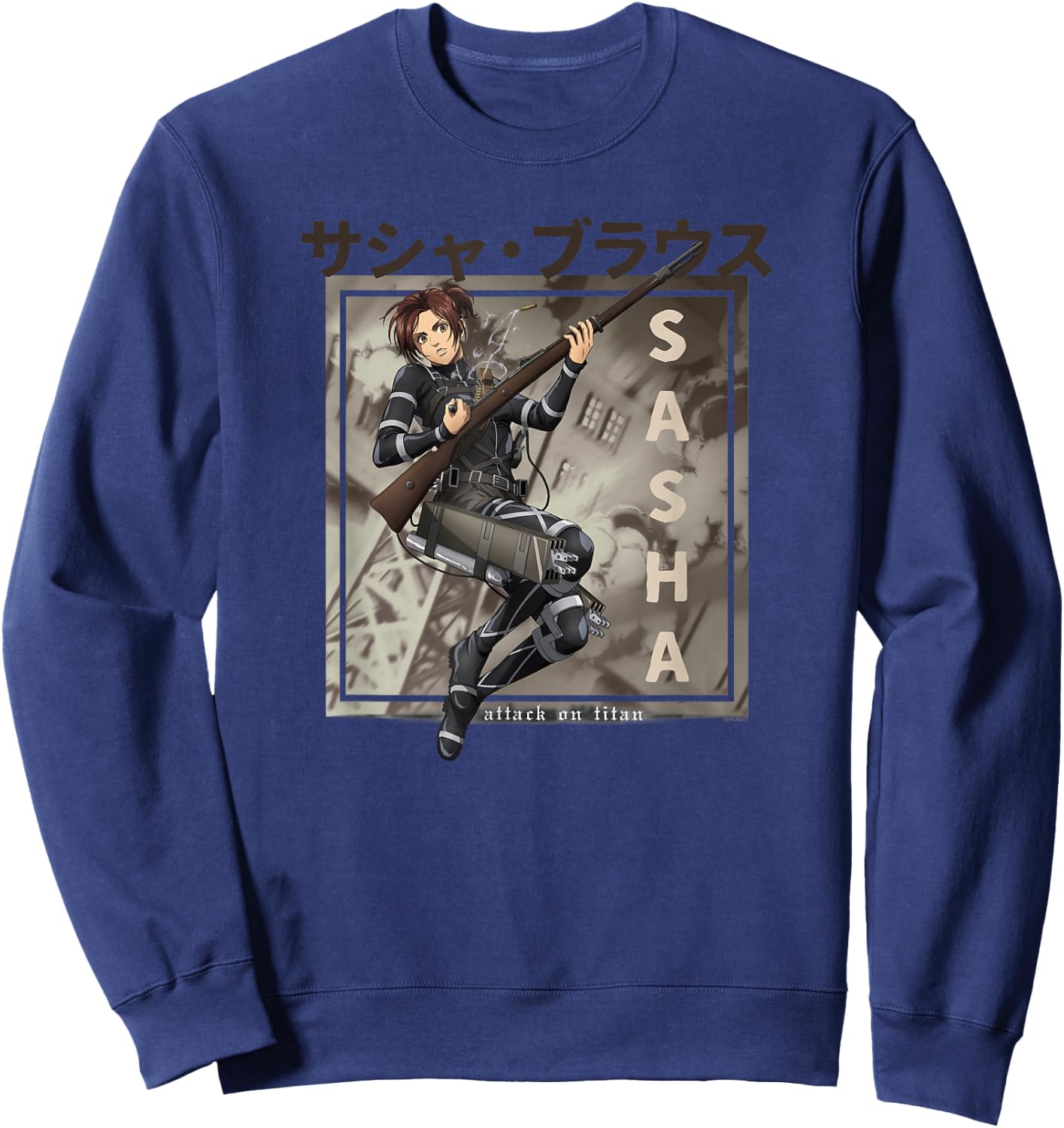 Attack on Titan Season 4 Sasha Kanji AOT Anime Sweatshirt - Sweatshirt | Navy