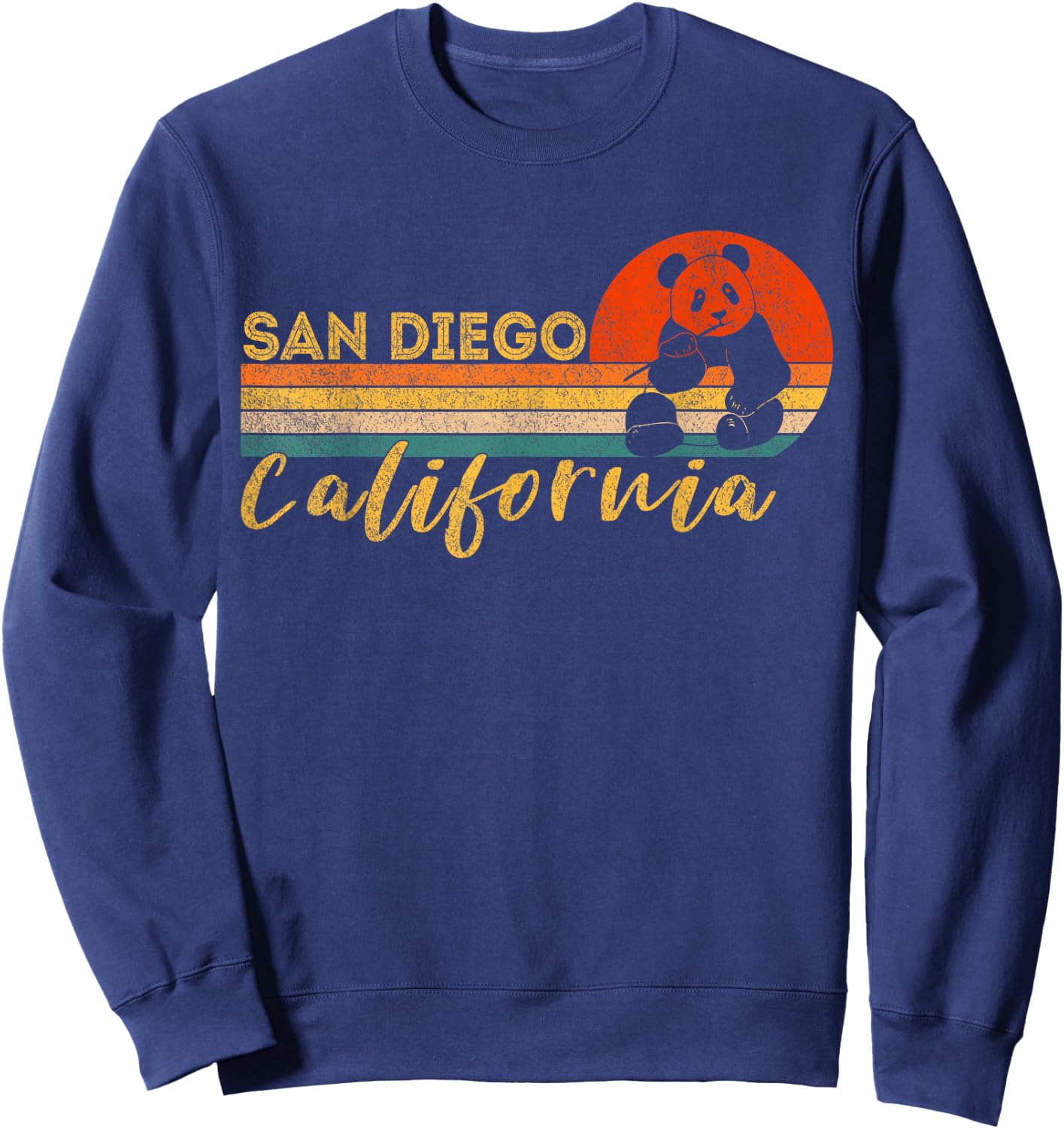 San Diego Retro Panda Zoo California Vintage Sweatshirt - Sweatshirt | Navy