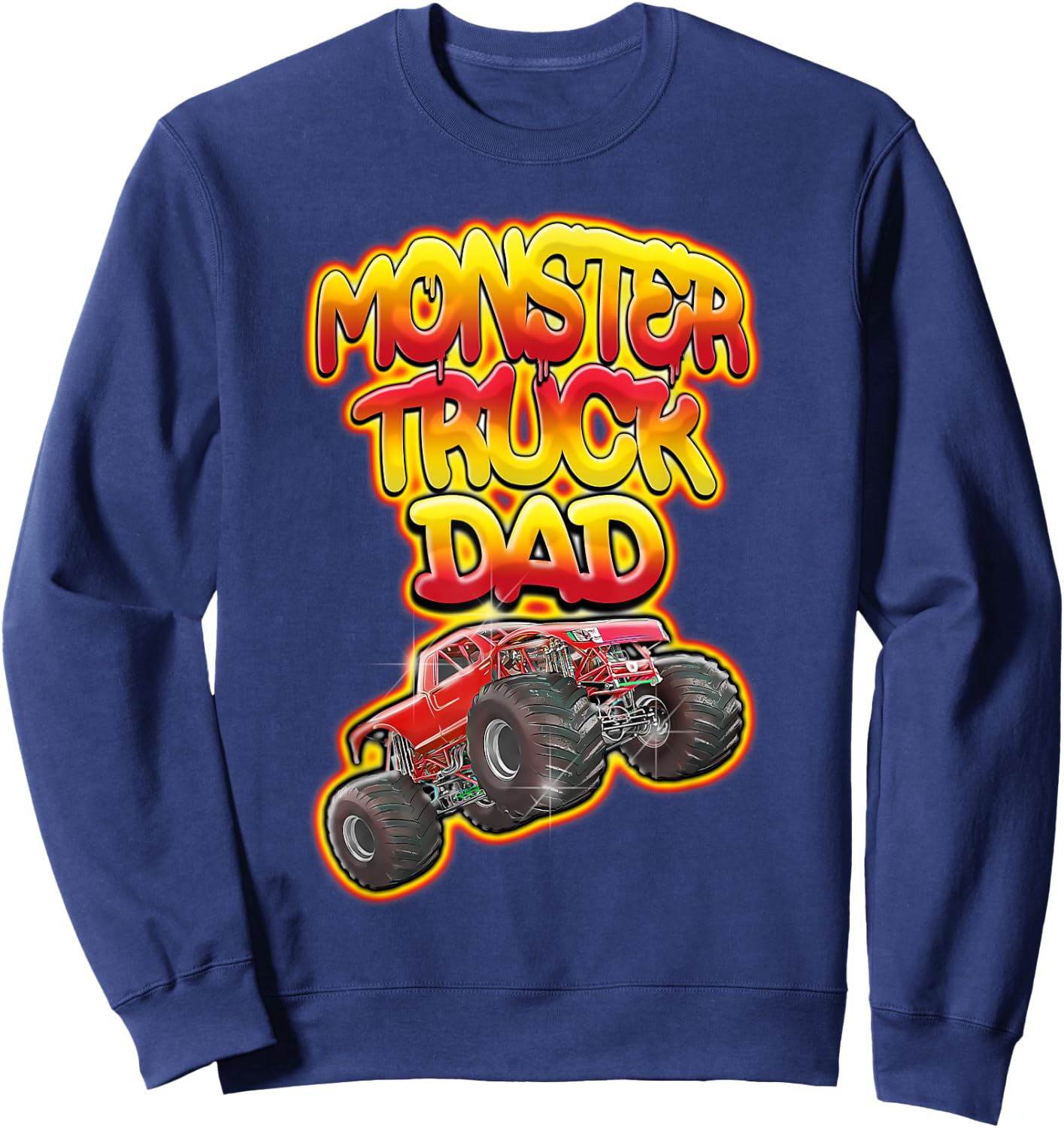 Monster Truck Dad Hot Red Graffiti Style Sweatshirt - Sweatshirt | Navy