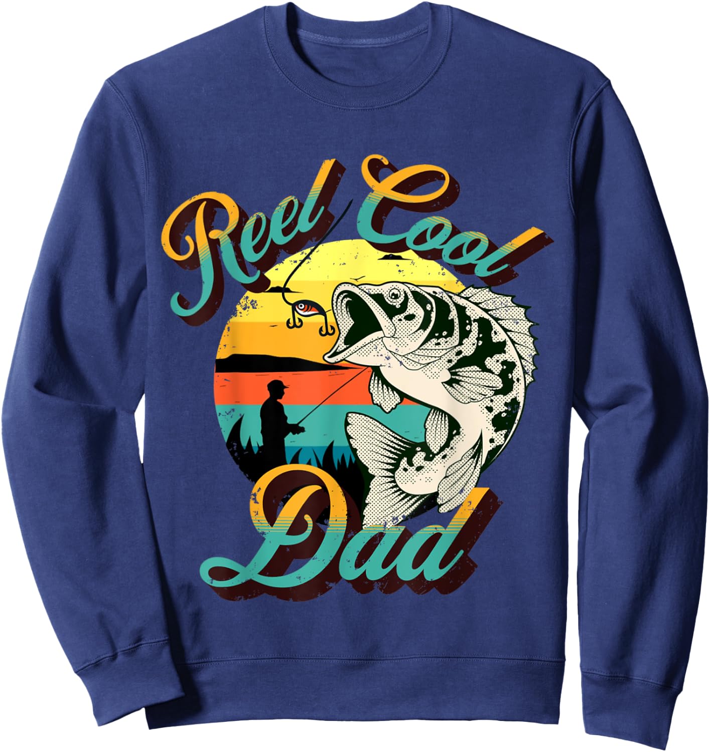 Funny Dad Fathers Day Gift Real Cool Dad Fishing, Dad Joke Sweatshirt - Sweatshirt | Navy
