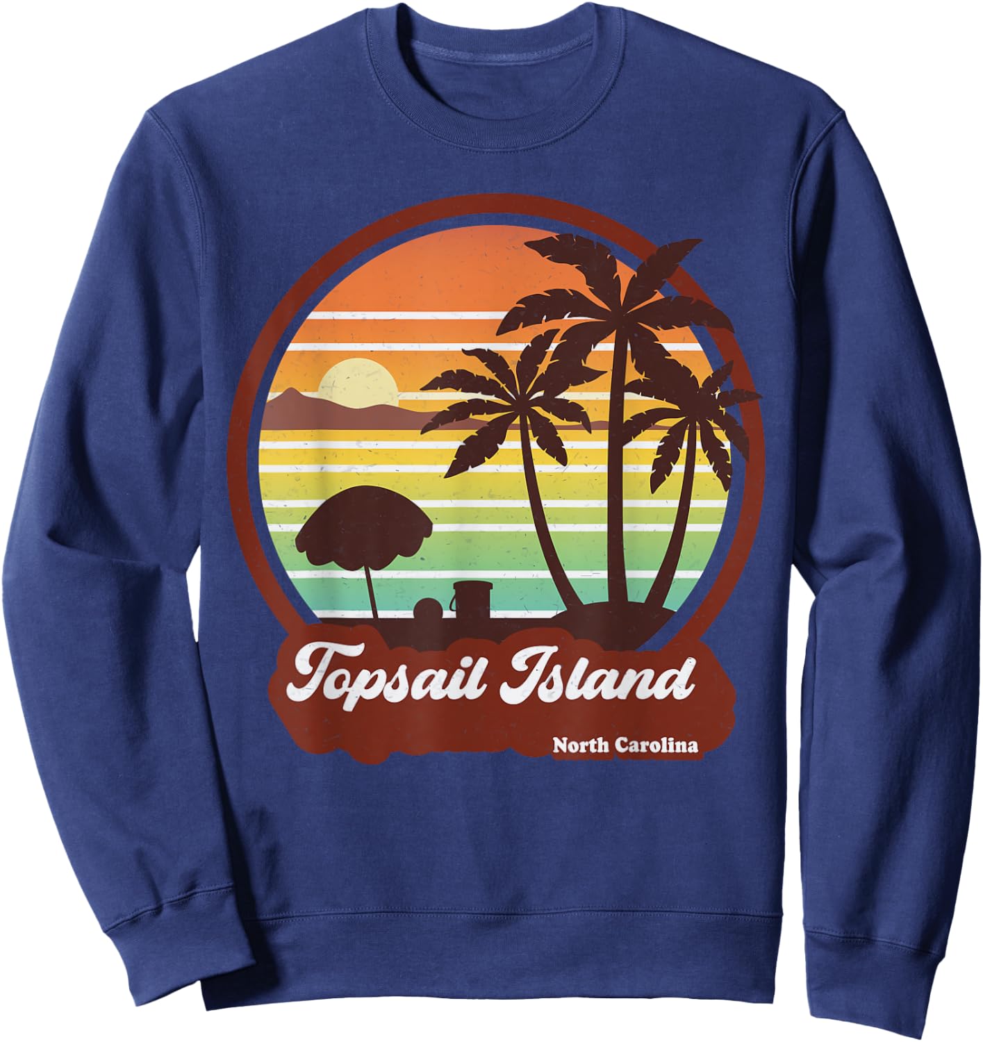 Vintage Topsail Island North Carolina NC Souvenirs Retro 80s Sweatshirt - Sweatshirt | Navy