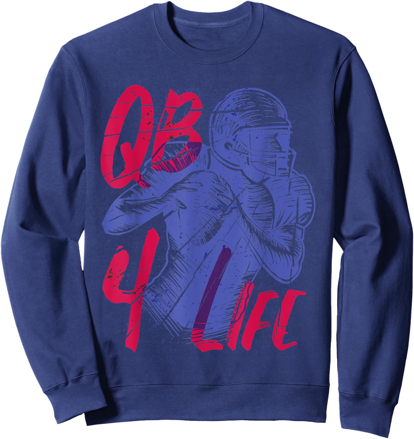 American Football Team Player QB for life Quarterback Gift Sweatshirt - Sweatshirt | Navy
