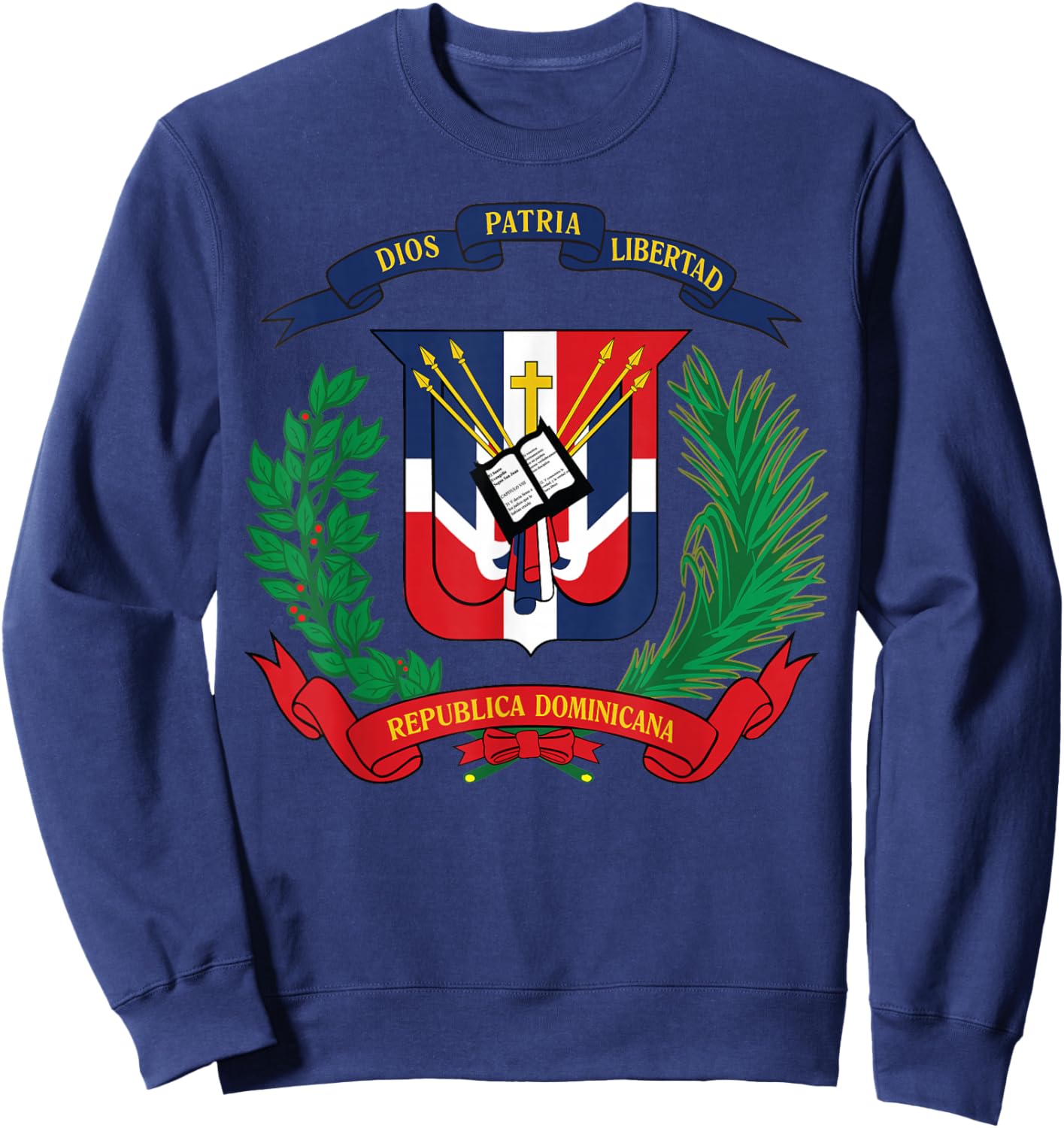 Dominican Republic National Emblem Flag Sweatshirt - Sweatshirt | Navy