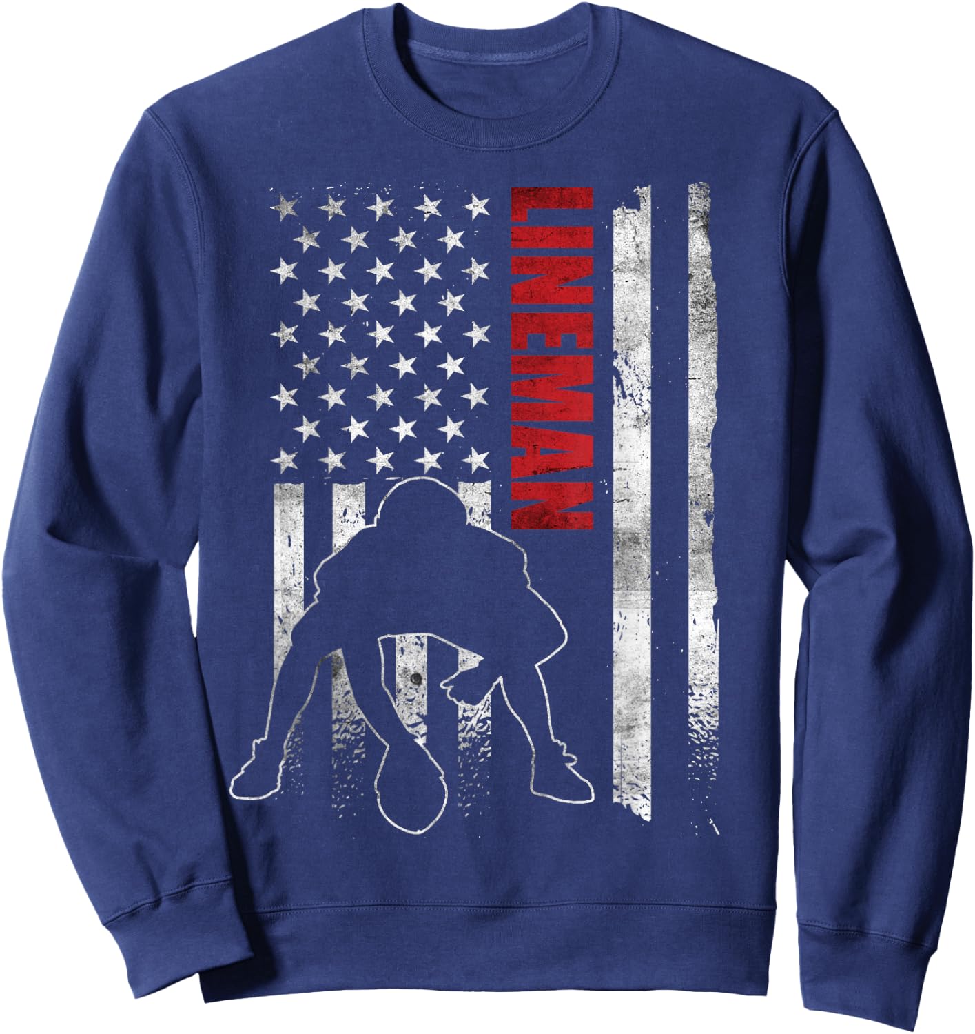 American Football Lineman Offensive Player Apparel US Flag Sweatshirt - Sweatshirt | Navy
