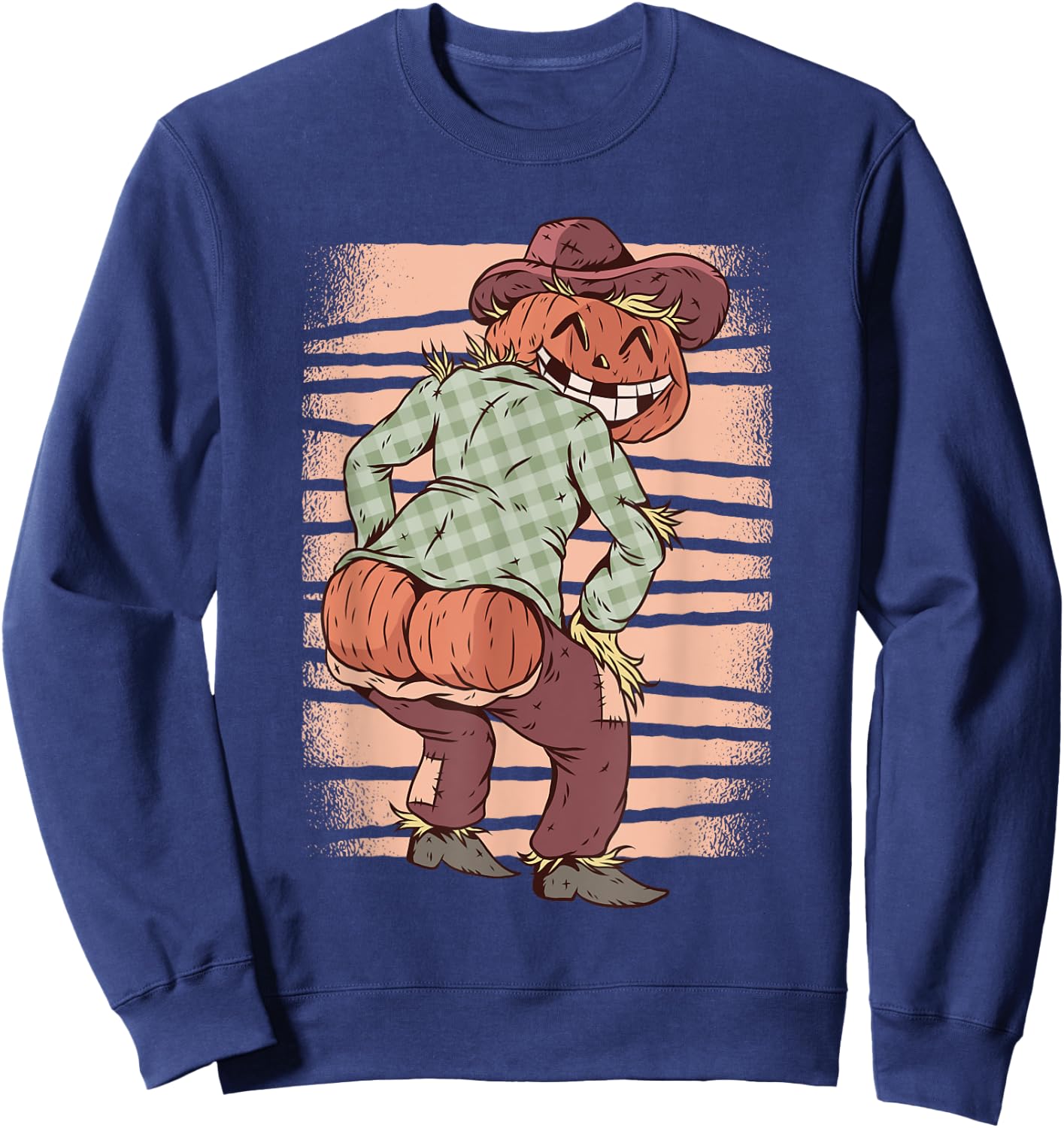 Pumpkin Scarecrow Mooning - Funny Halloween Party Costume Sweatshirt - Sweatshirt | Navy