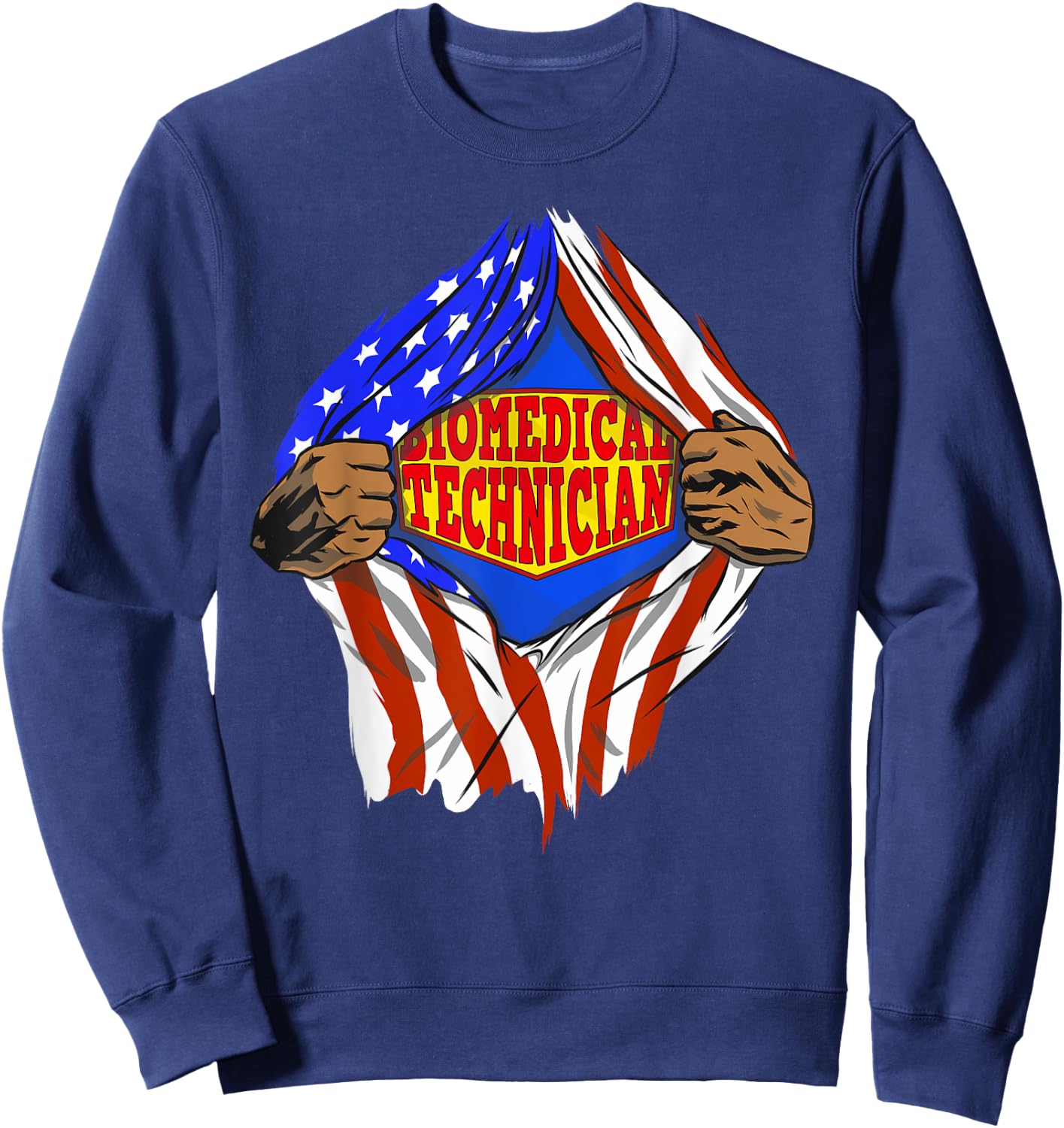 Funny Super Biomedical Technician Hero Job Sweatshirt - Sweatshirt | Navy