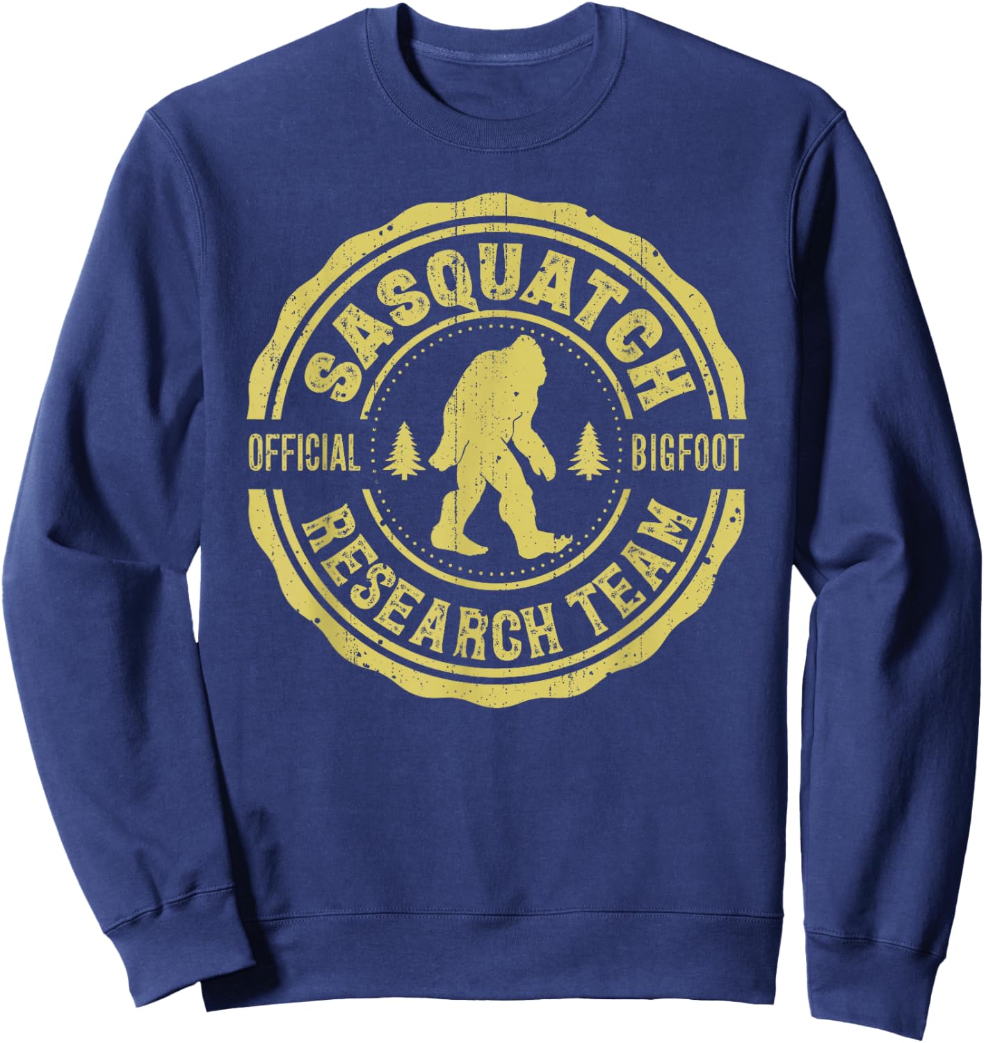 Bigfoot Finding Sasquatch Research Team Men Retro Vintage Sweatshirt - Sweatshirt | Navy