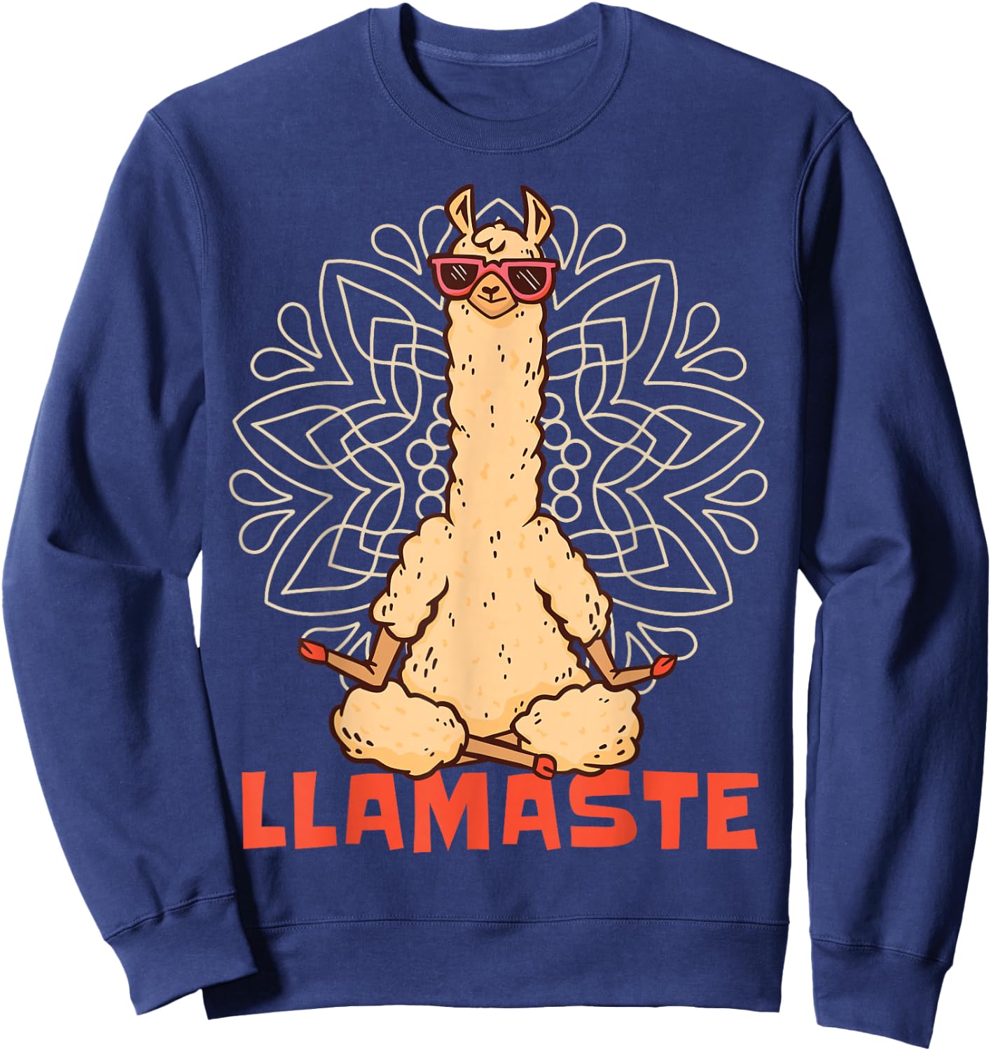 Funny Llama Yoga Lamaste Namaste Meditation Sweatshirt - Sweatshirt | Navy