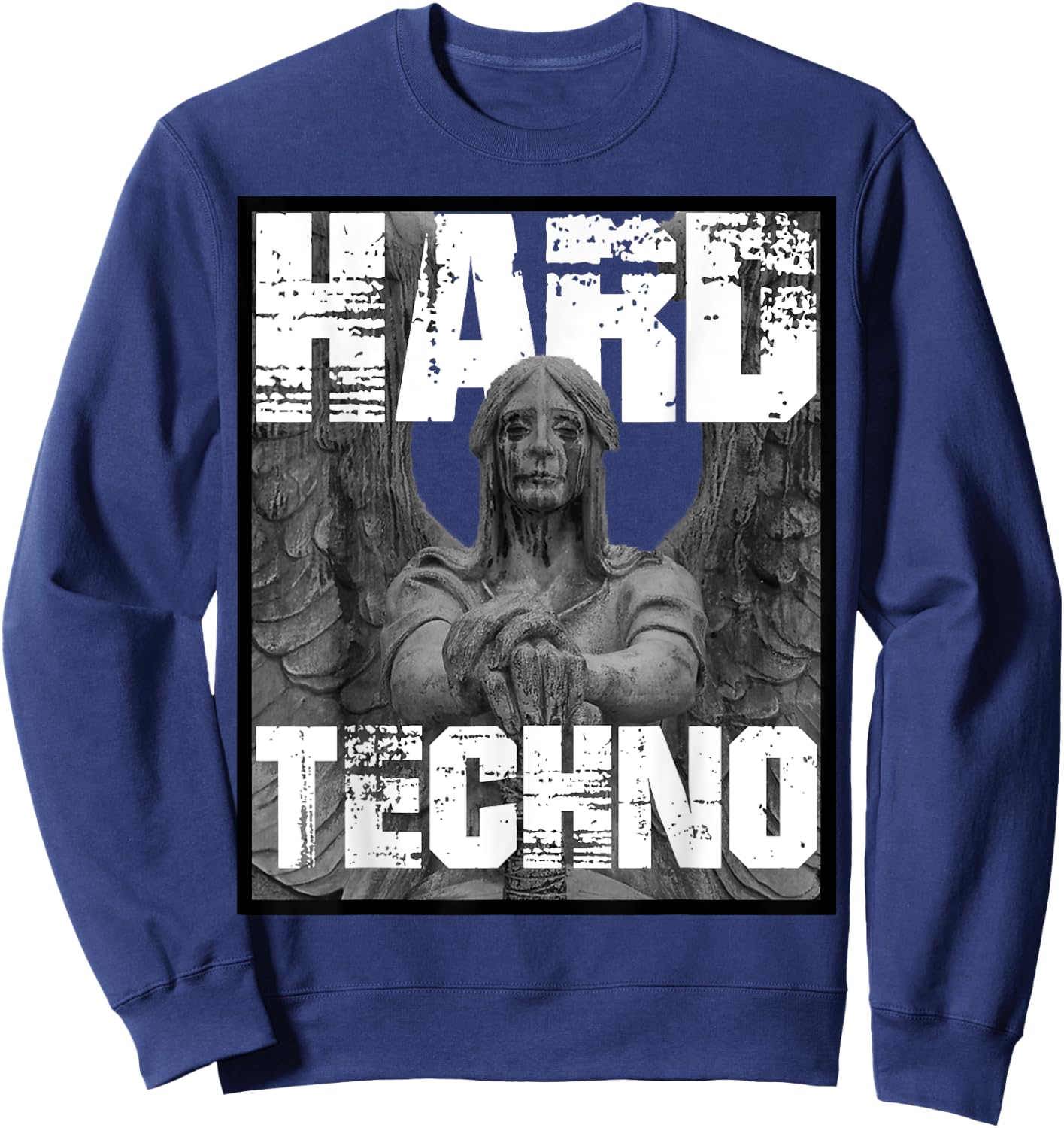 Hard Techno Rave Angel Statue Sweatshirt - Sweatshirt | Navy