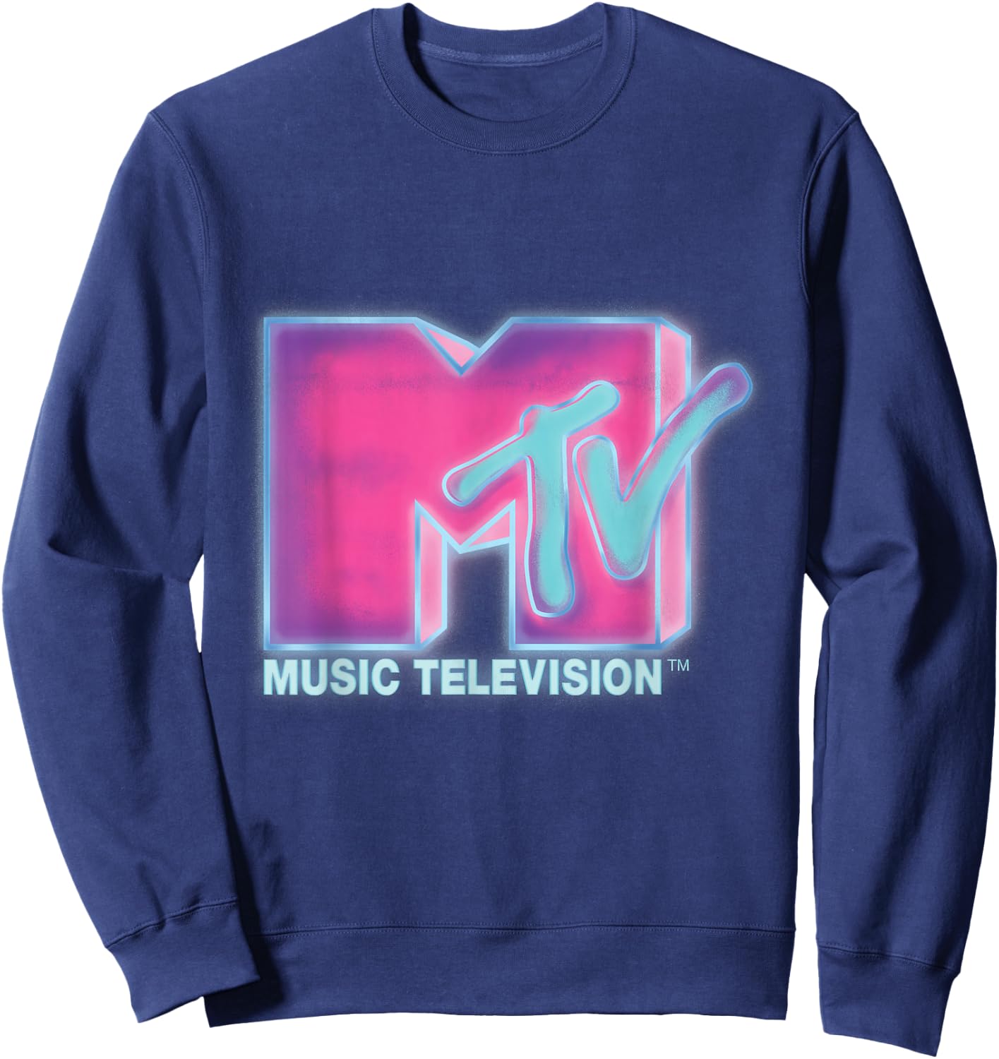 Classic MTV Pink and Blue Neon Logo T- Shirts Sweatshirt - Sweatshirt | Navy