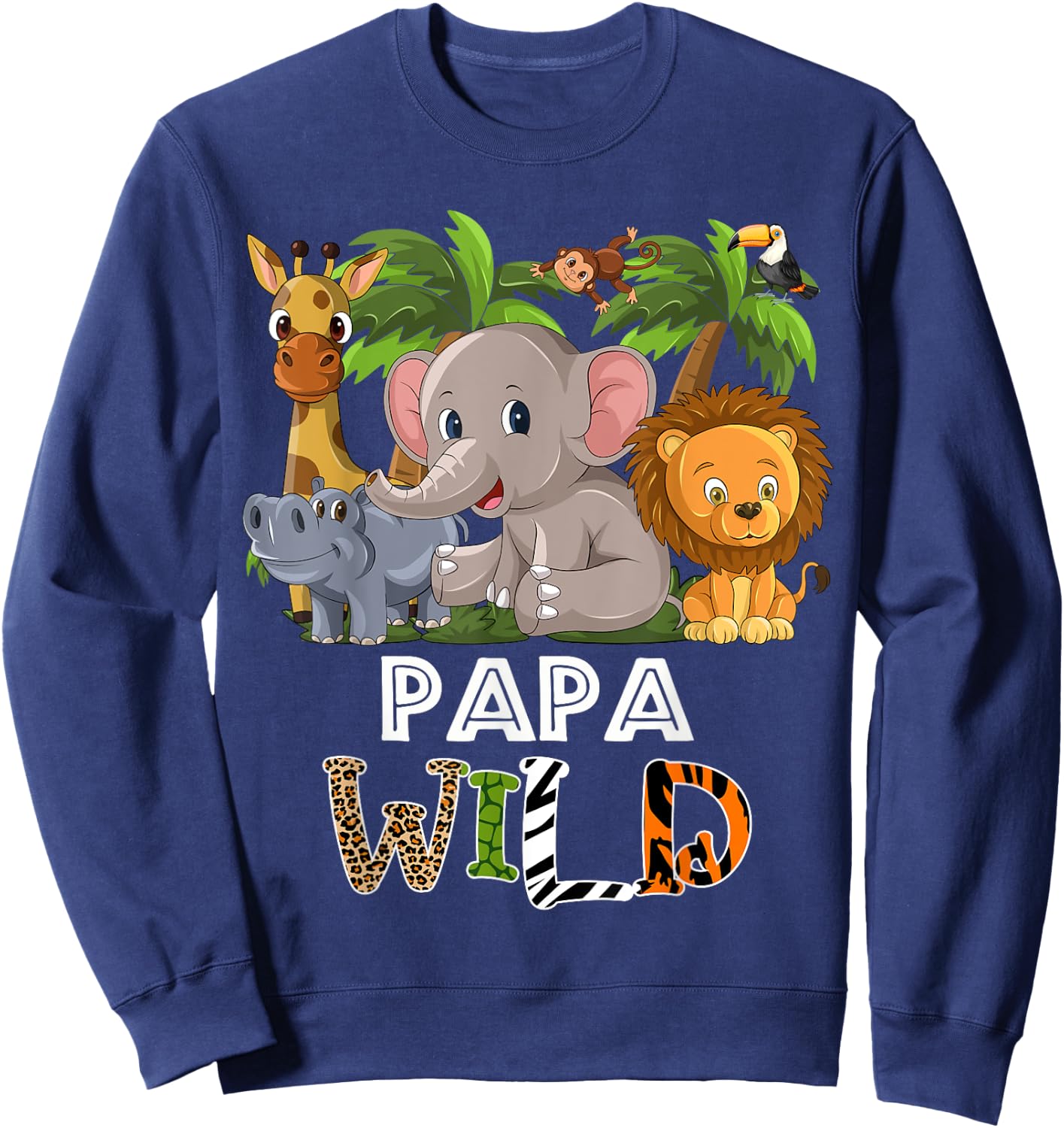 Papa Wild Zoo Theme Birthday Safari Jungle Matching Party Sweatshirt - Sweatshirt | Navy