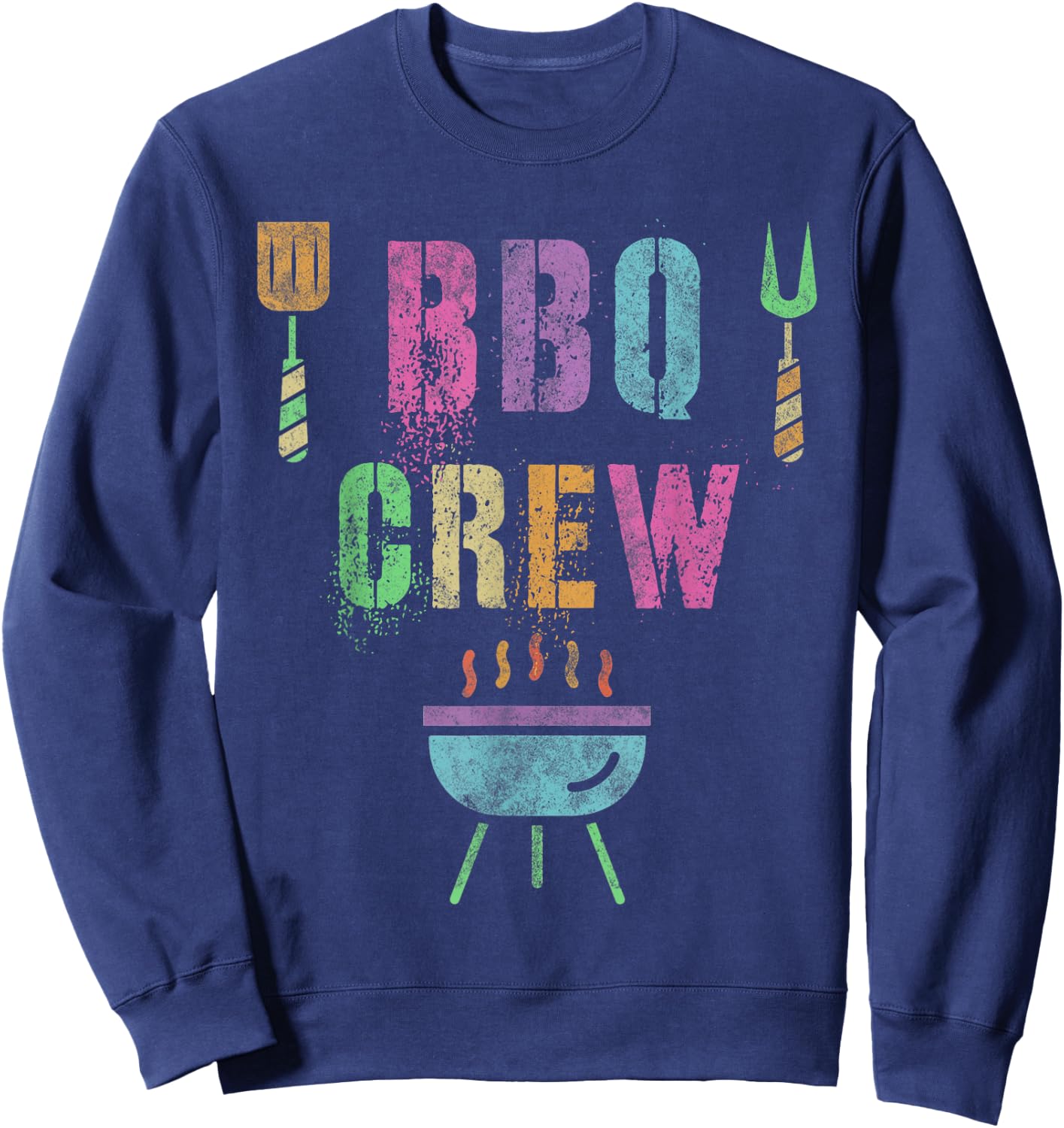 Funny BBQ CREW Grill Chef Cook Squad Cooking Summer Grilling Sweatshirt - Sweatshirt | Navy