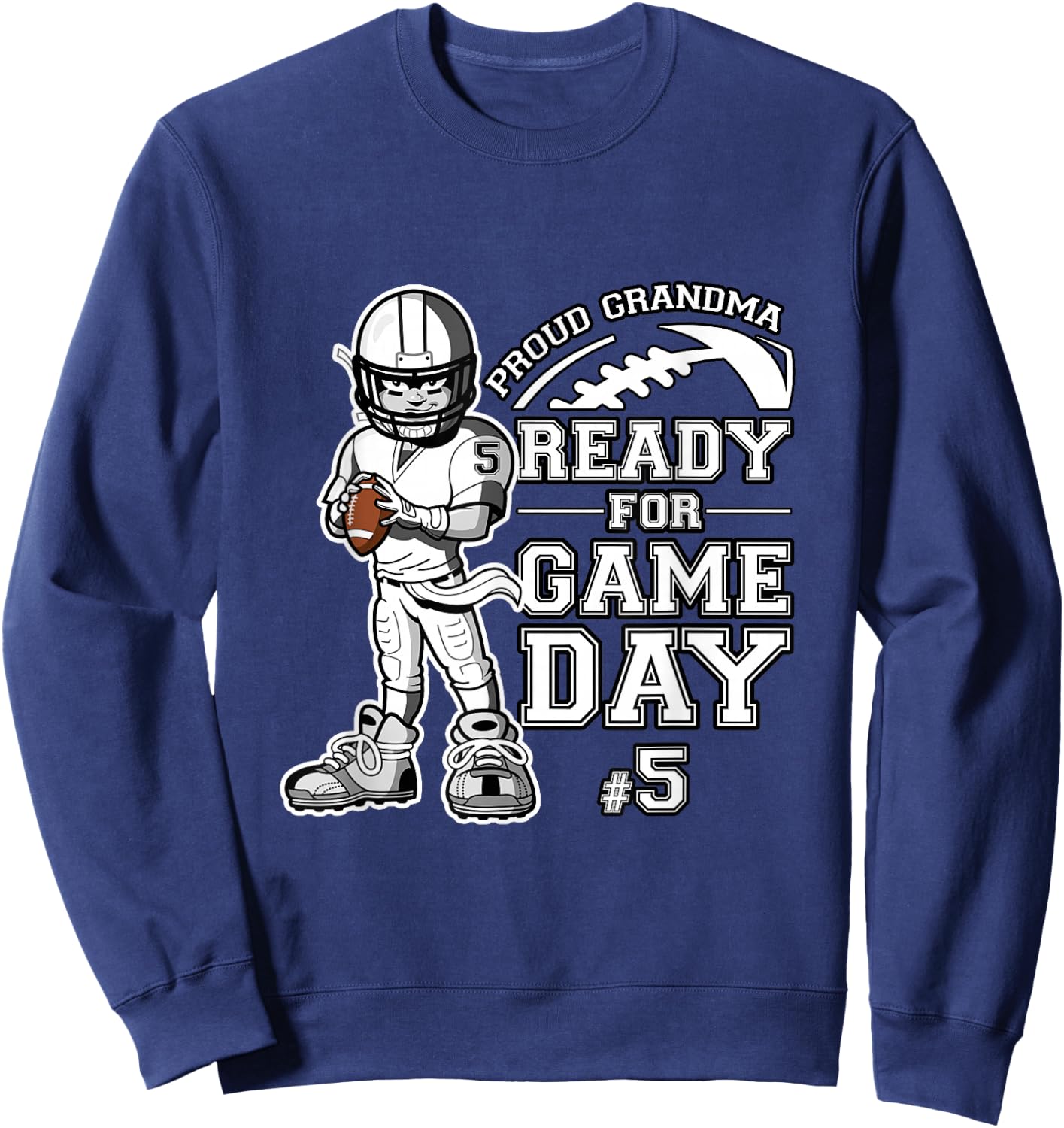 Custom Proud Football Grandma Number 5 Personalized Women Sweatshirt - Sweatshirt | Navy